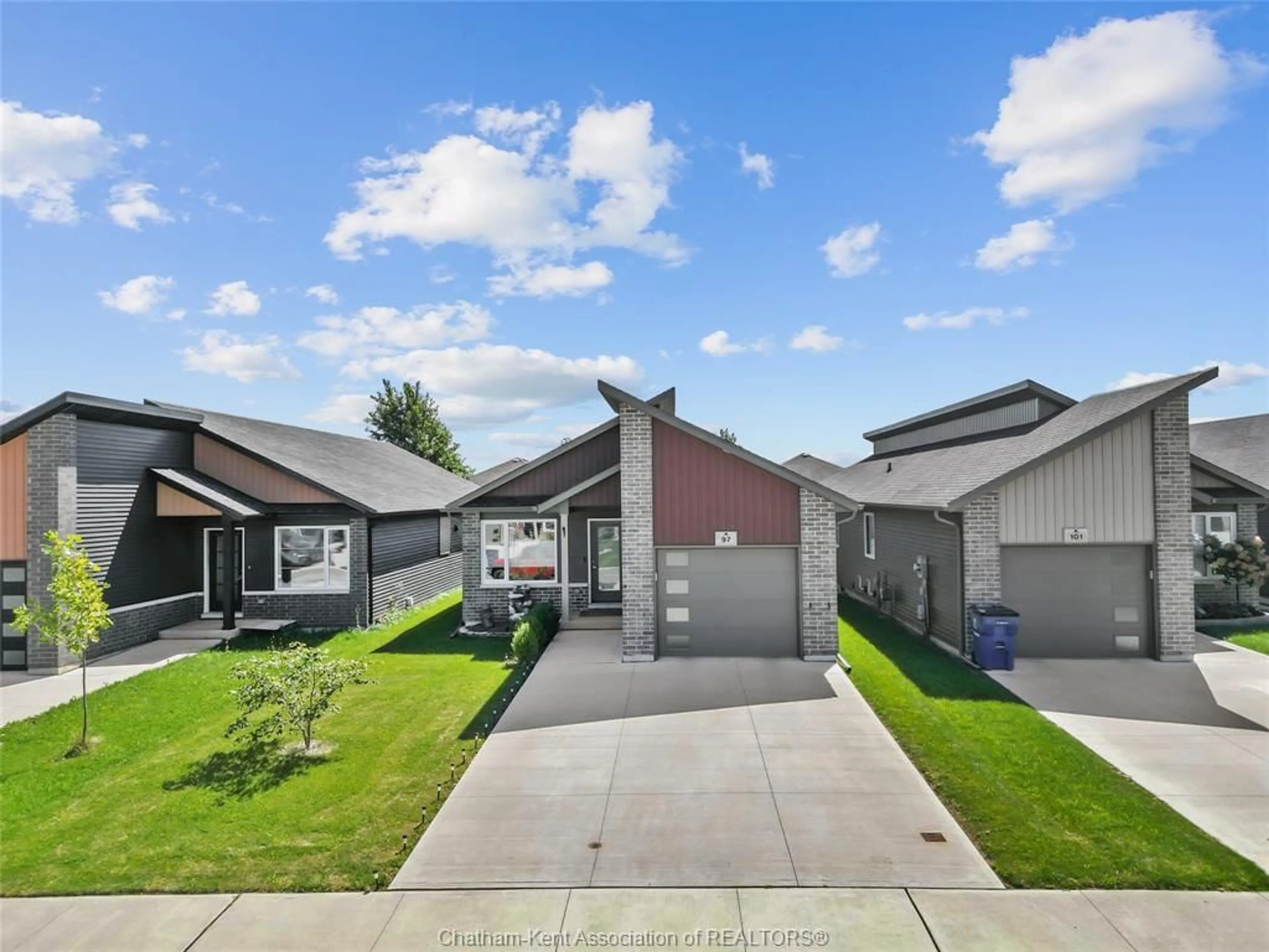 Home with vinyl exterior material, street for 97 Moonstone Cres, Chatham Ontario N7M 0S2