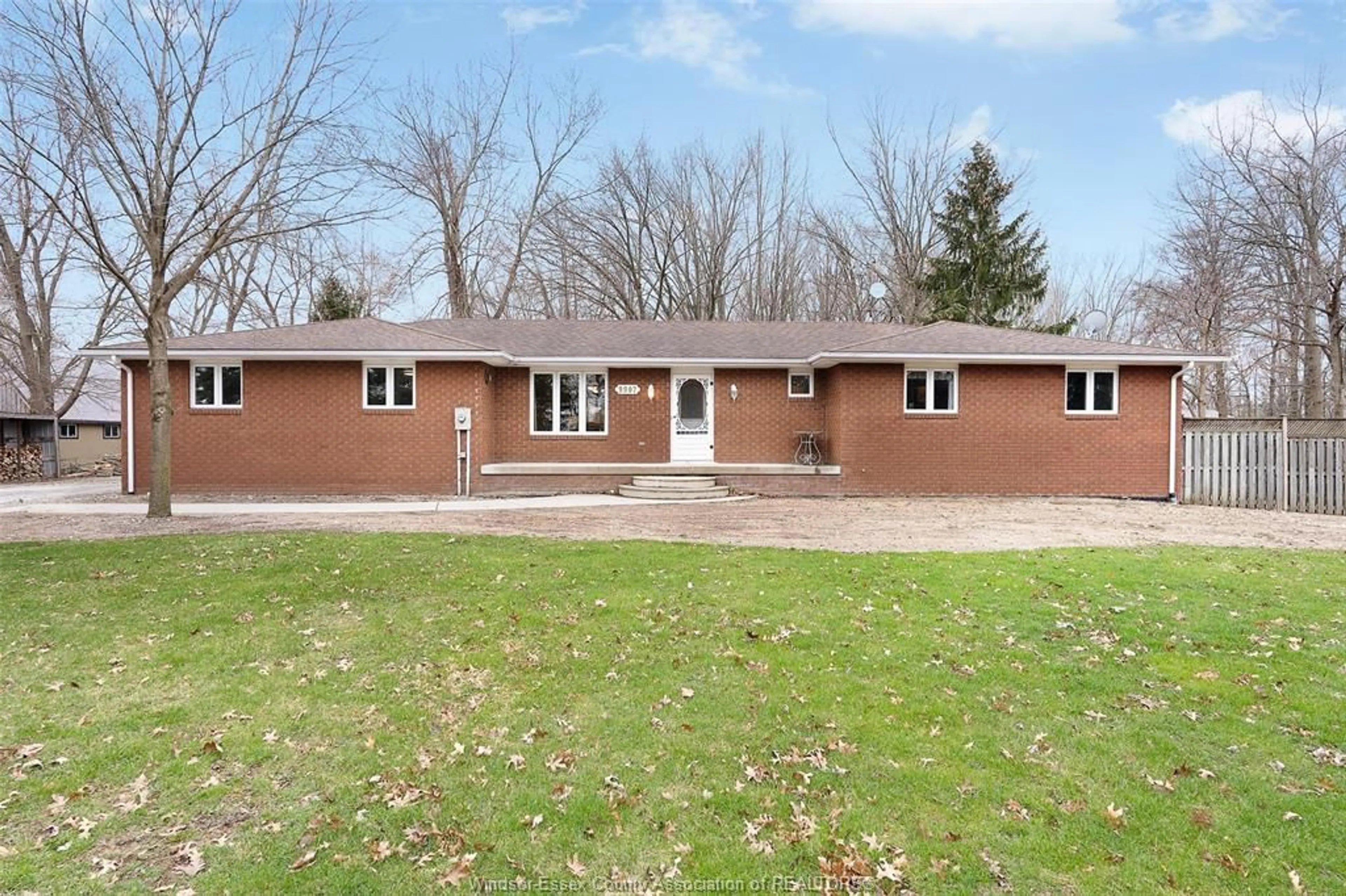 Home with brick exterior material, street for 9907 Concession #9 Rd, Essex Ontario N8M 2X5