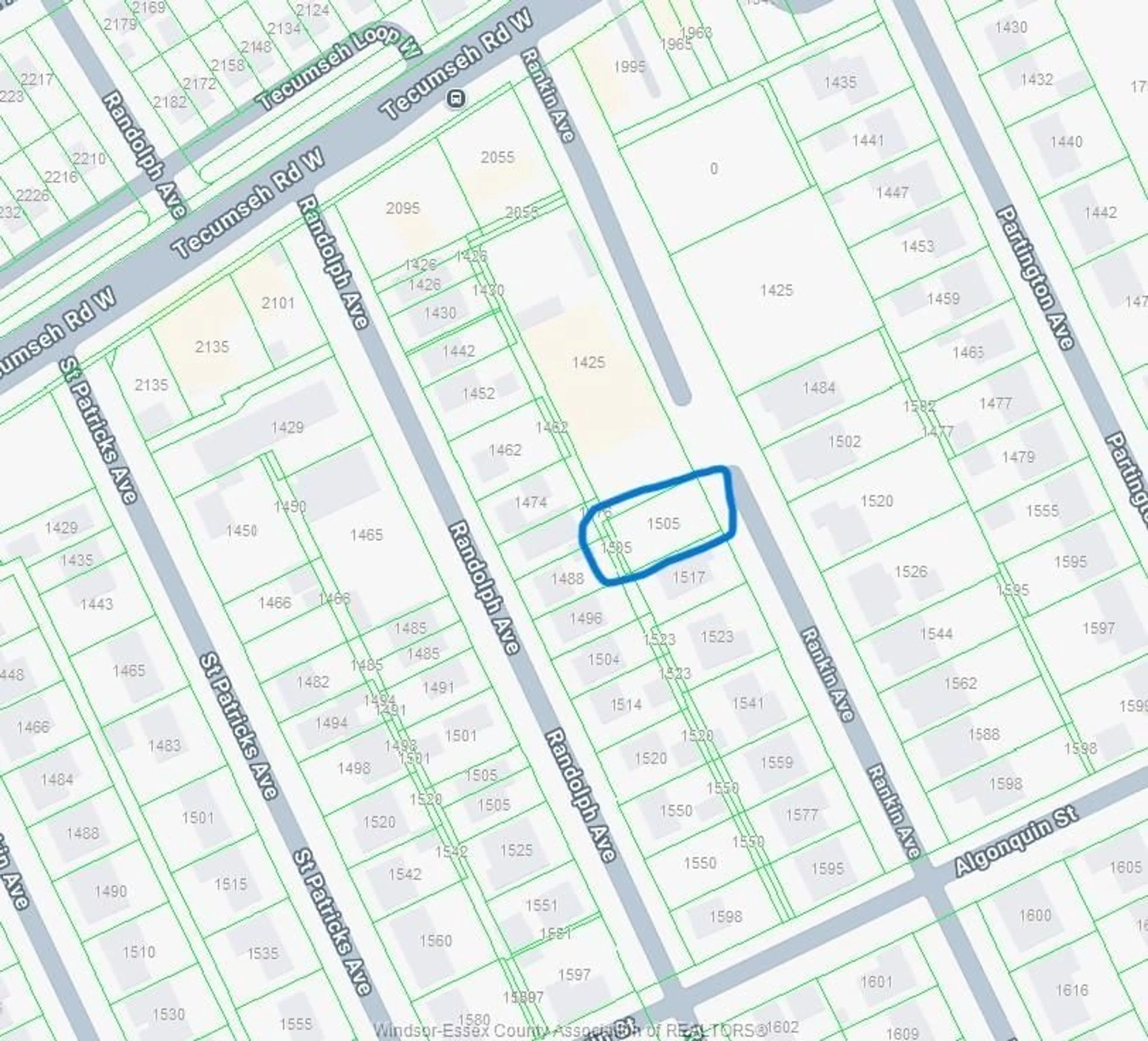 Picture of a map for 1505 RANKIN Ave, Windsor Ontario N9B 3V2