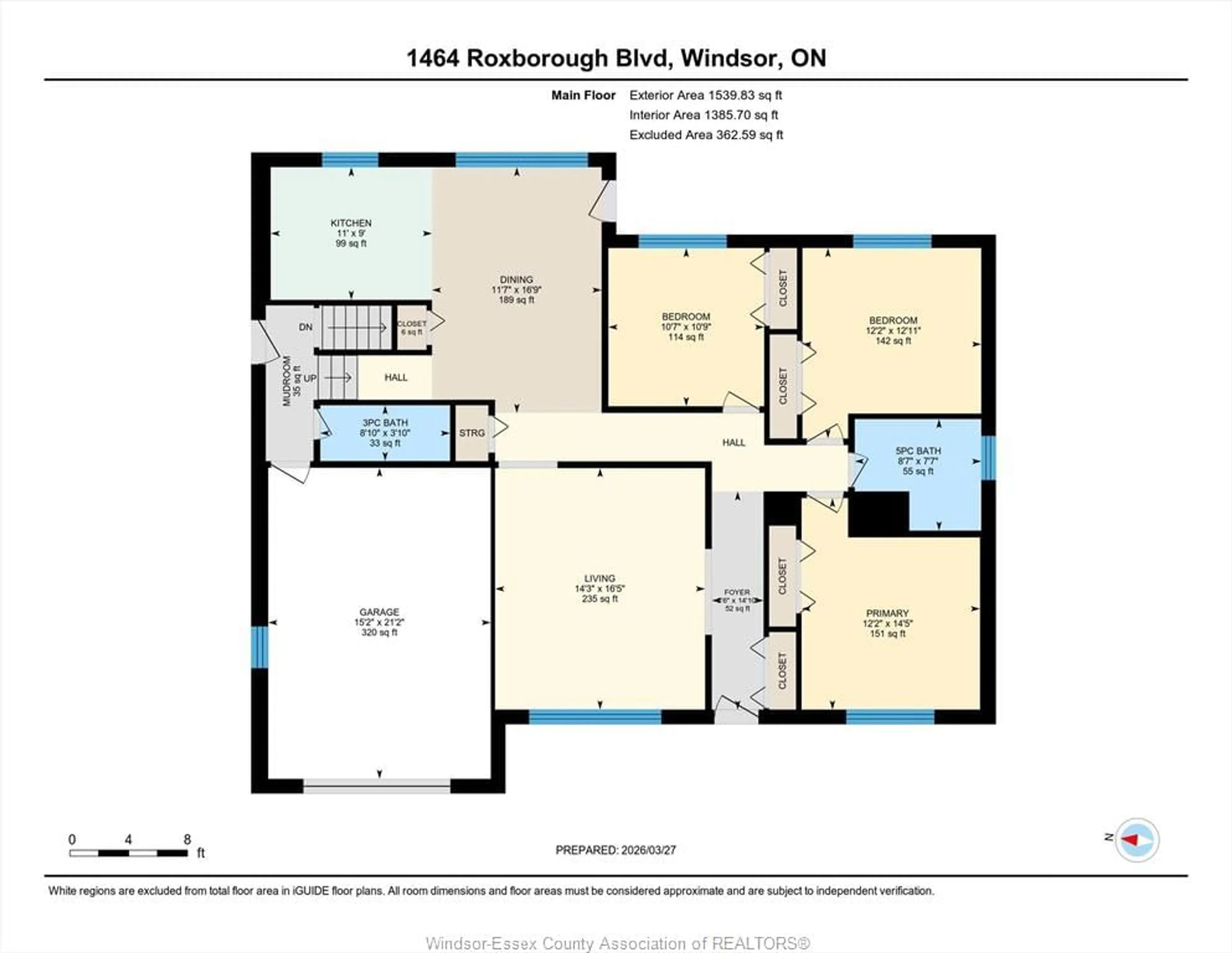 Floor plan for 1464 ROXBOROUGH, Windsor Ontario N9P 3H3