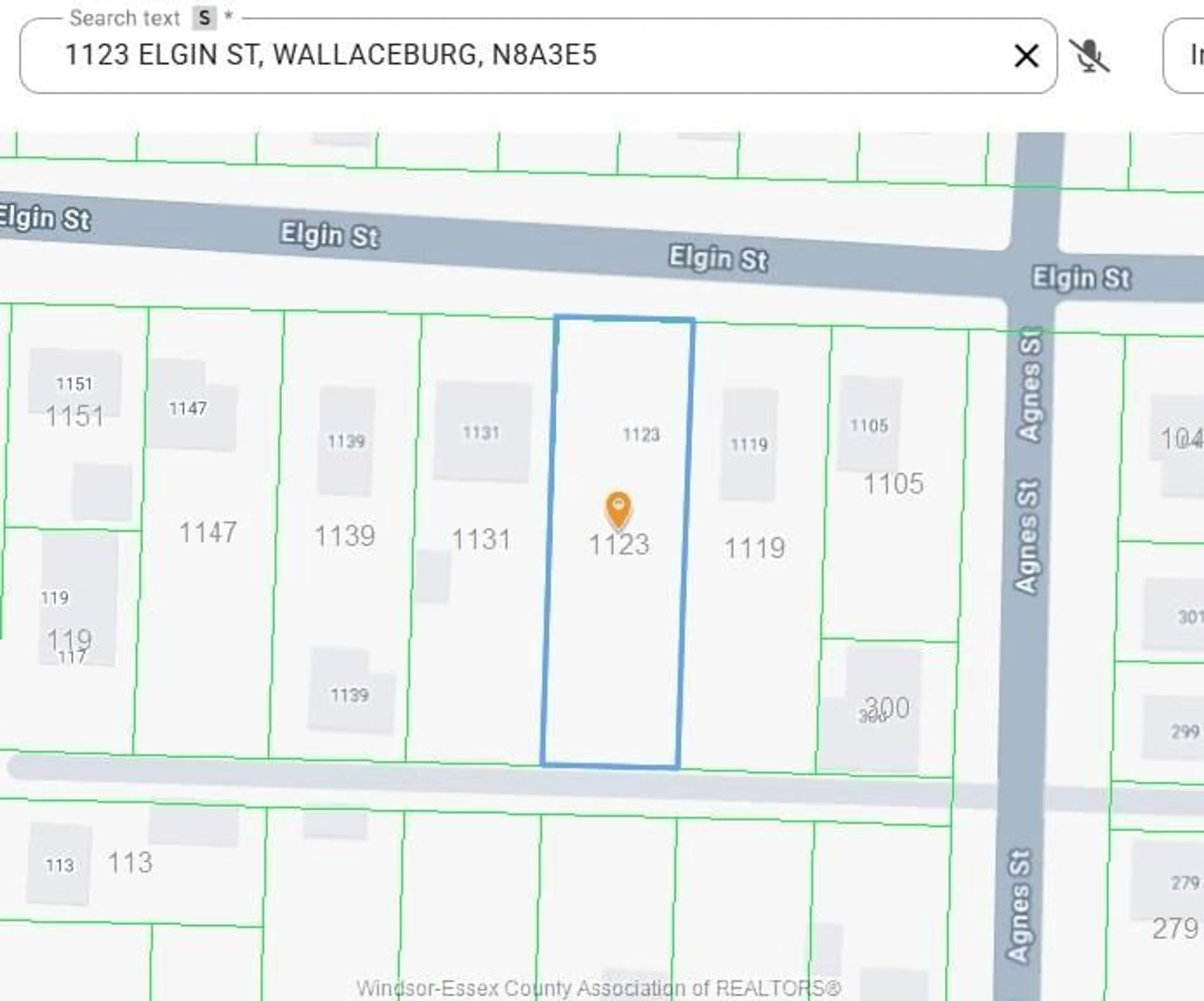 Picture of a map for 1123 Elgin, Wallaceburg Ontario N8A 3E5
