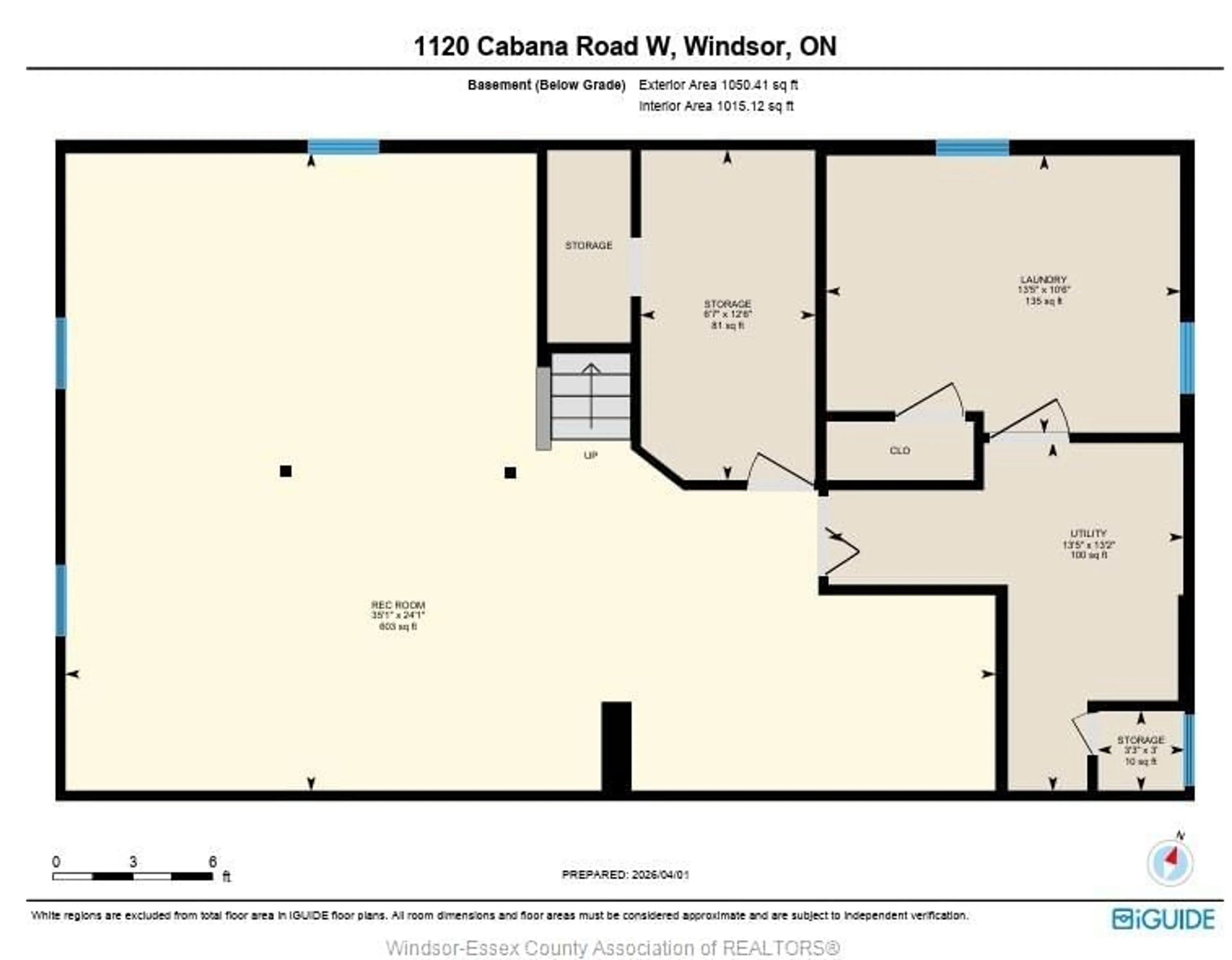 Floor plan for 1120 CABANA RD W, Windsor Ontario N9G 1B4