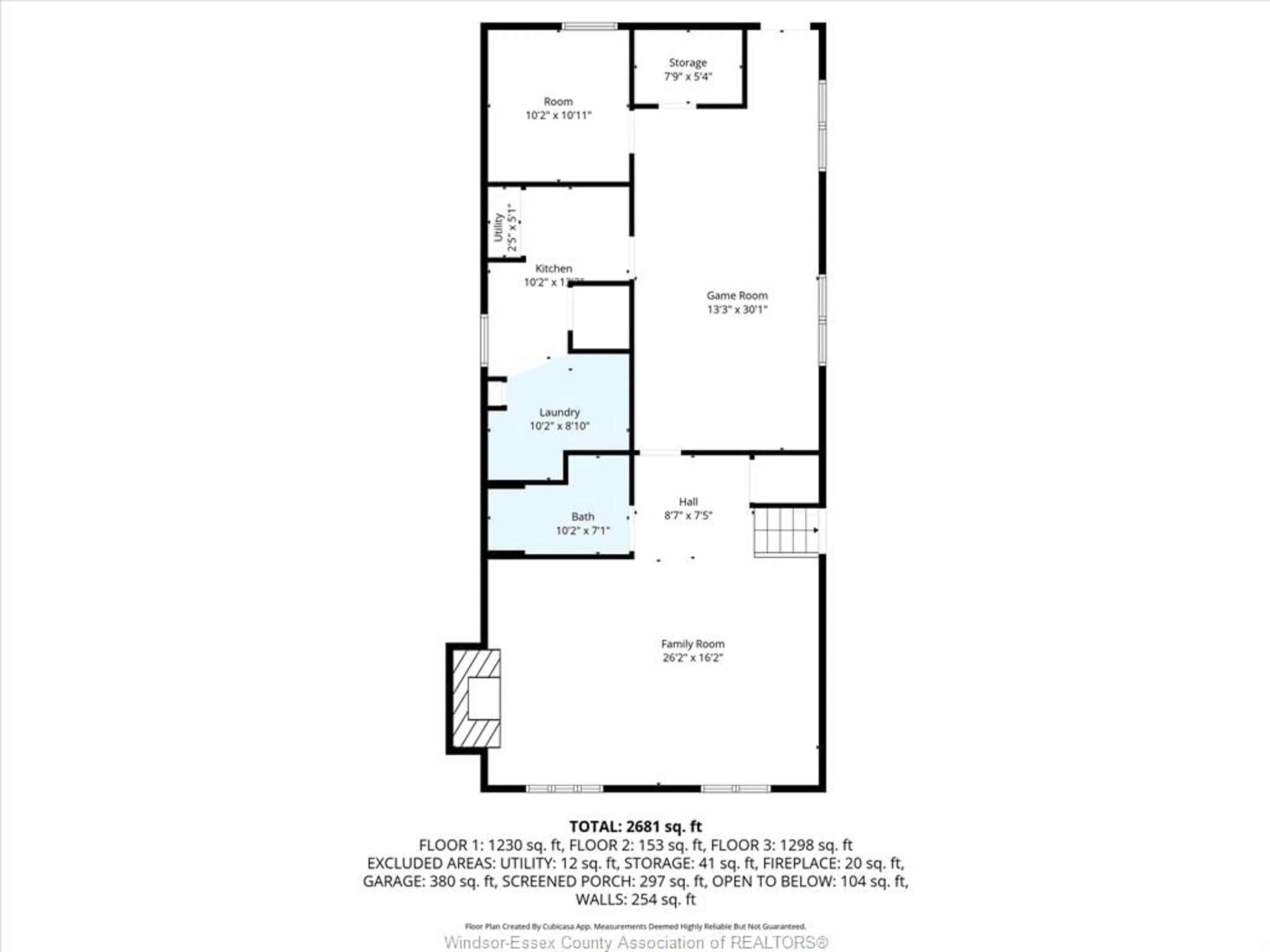 Floor plan for 2627 MEIGHEN, Windsor Ontario N8W 4C6