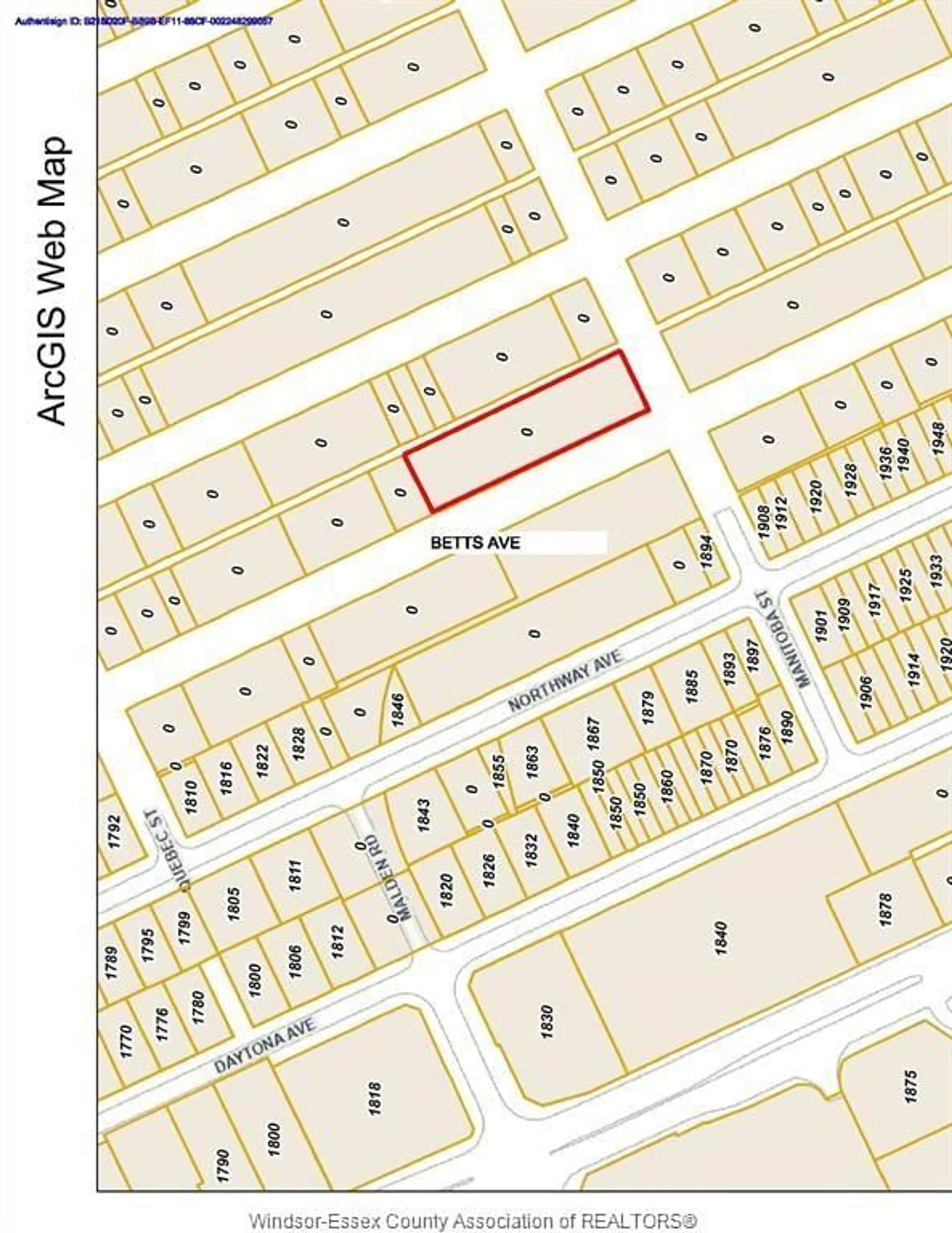 Picture of a map for V/L BETTS Ave, Windsor Ontario N9B 0A3
