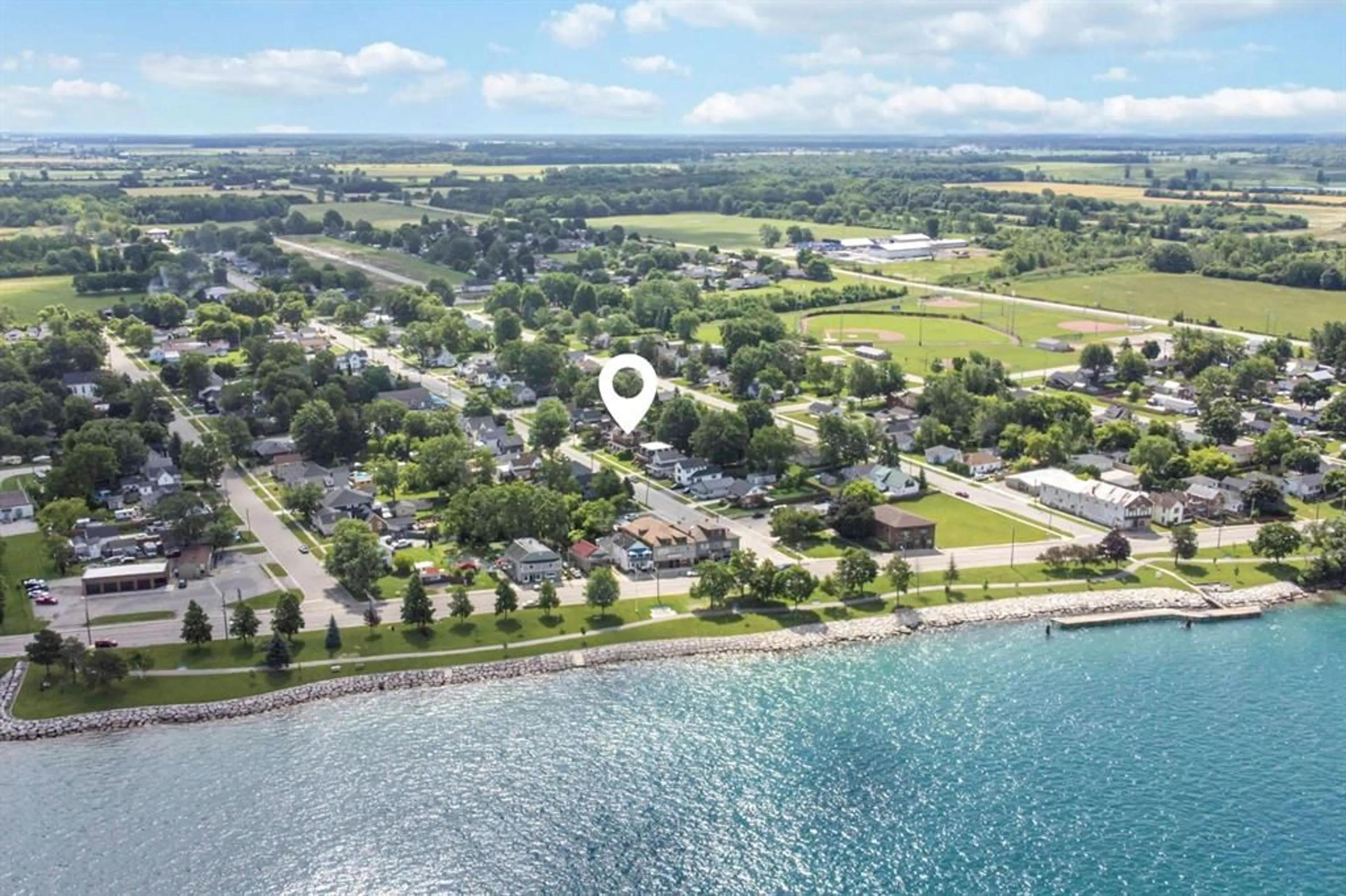 A pic from outside/outdoor area/front of a property/back of a property/a pic from drone, water/lake/river/ocean view for 53 Main St, St Clair Ontario N0N 1H0