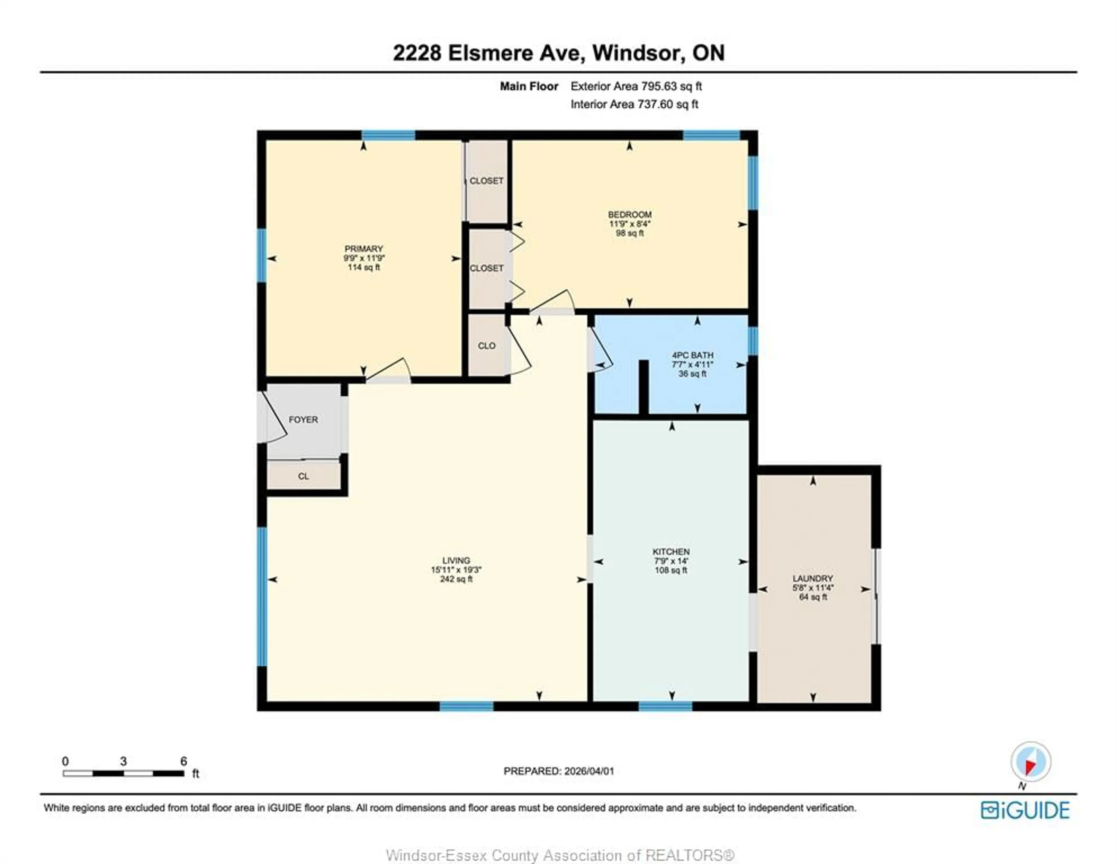 Floor plan for 2228 Elsmere Ave, Windsor Ontario N8W 2C6