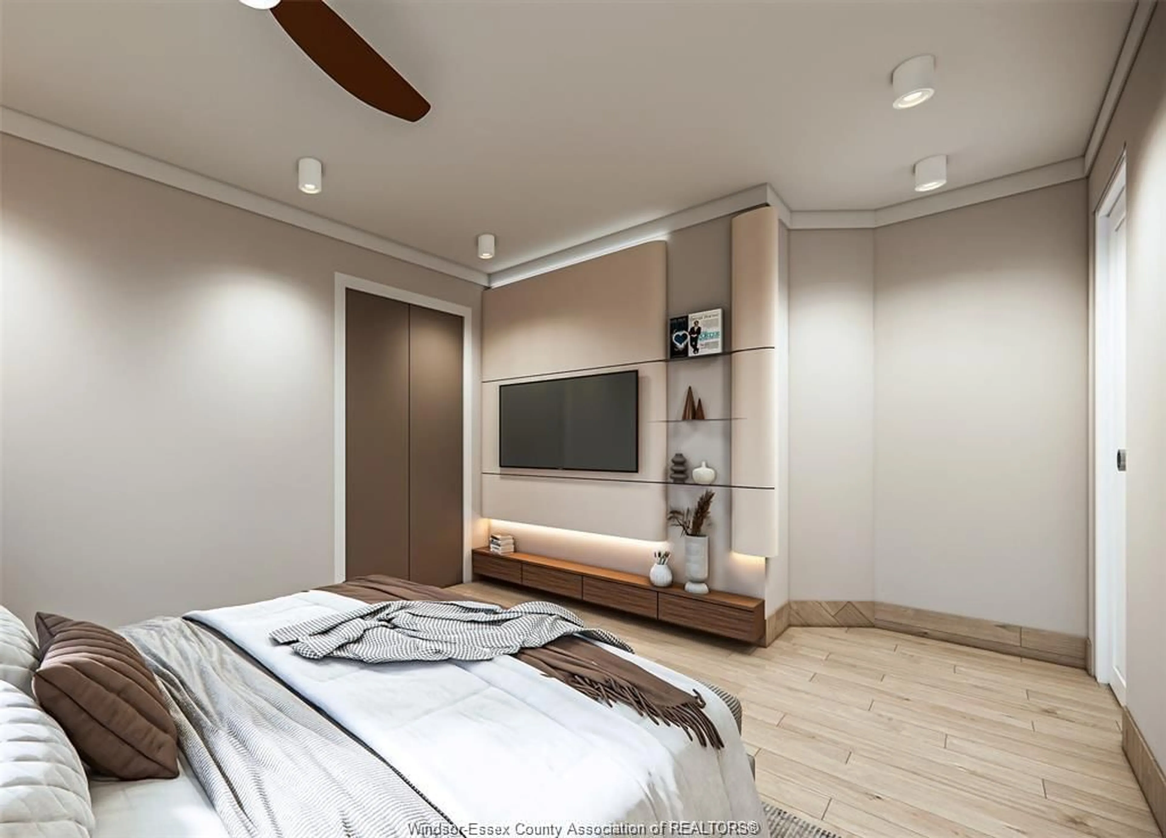 Bedroom with bed, wood/laminate floor for 7 SARKIS St, Kingsville Ontario N9Y 1J9