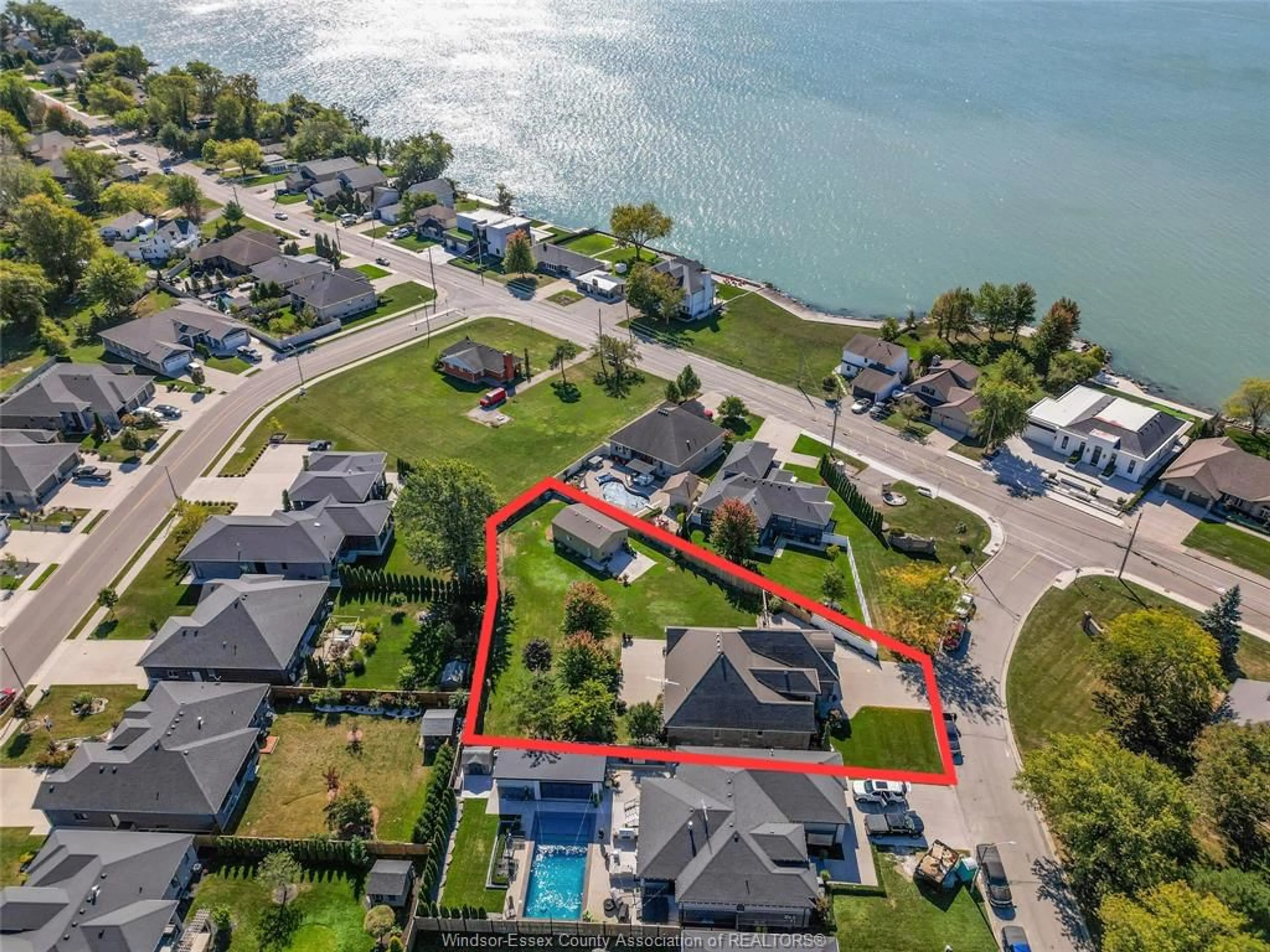 A pic from outside/outdoor area/front of a property/back of a property/a pic from drone, water/lake/river/ocean view for 2 MALIBU Dr, Leamington Ontario N8H 5G4