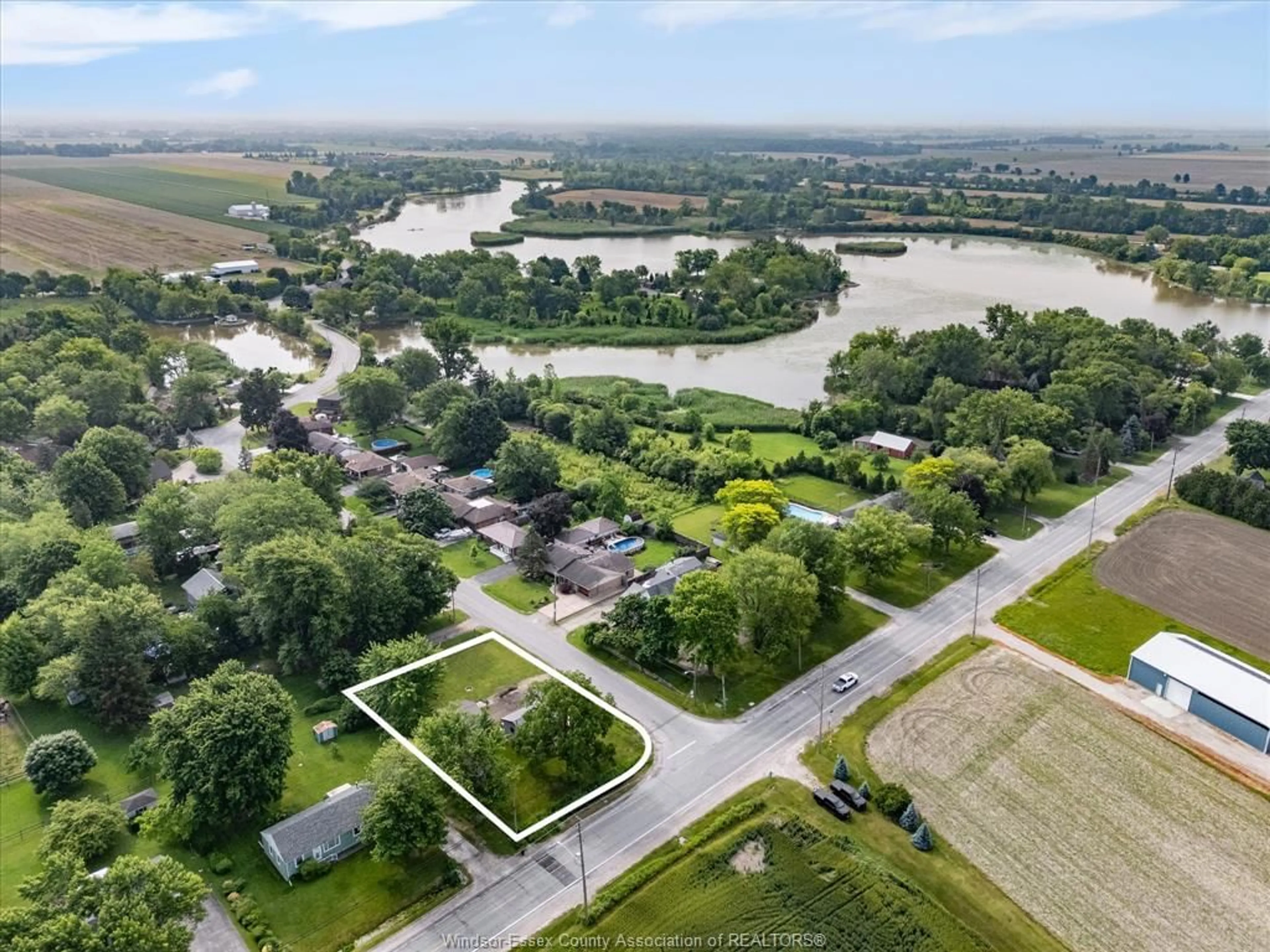 A pic from outside/outdoor area/front of a property/back of a property/a pic from drone, water/lake/river/ocean view for 8650 Malden Rd, LaSalle Ontario N9J 2V7