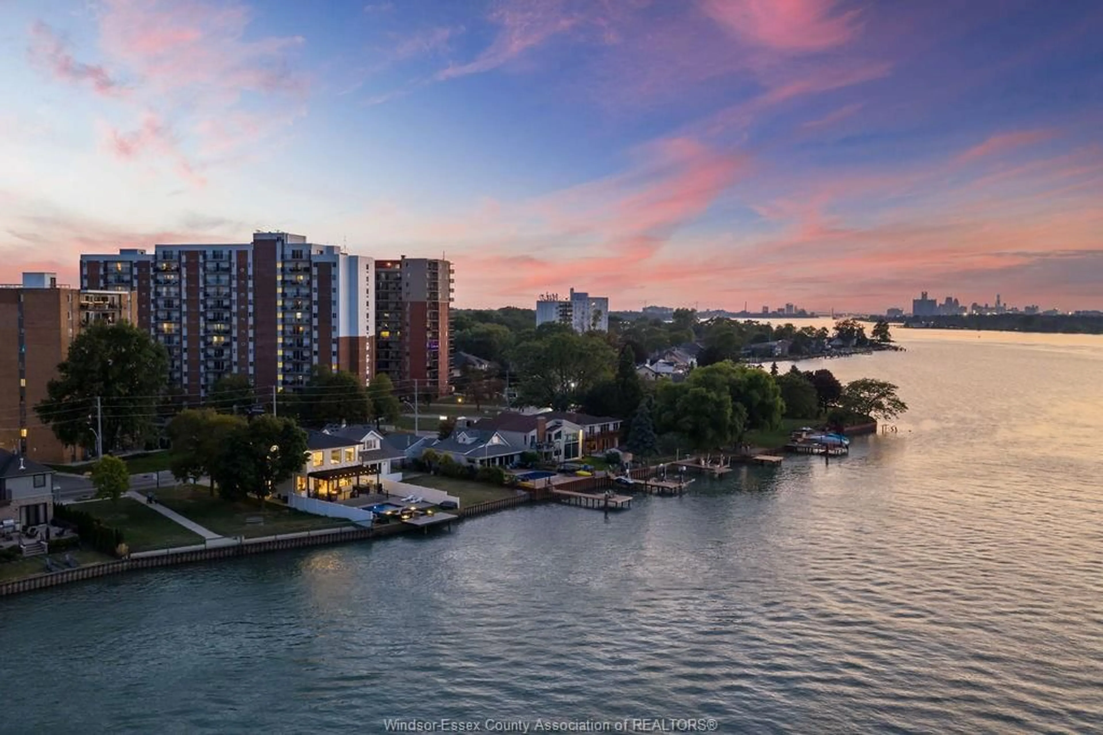 A pic from outside/outdoor area/front of a property/back of a property/a pic from drone, water/lake/river/ocean view for 8720 RIVERSIDE Dr, Windsor Ontario N8S 1E9