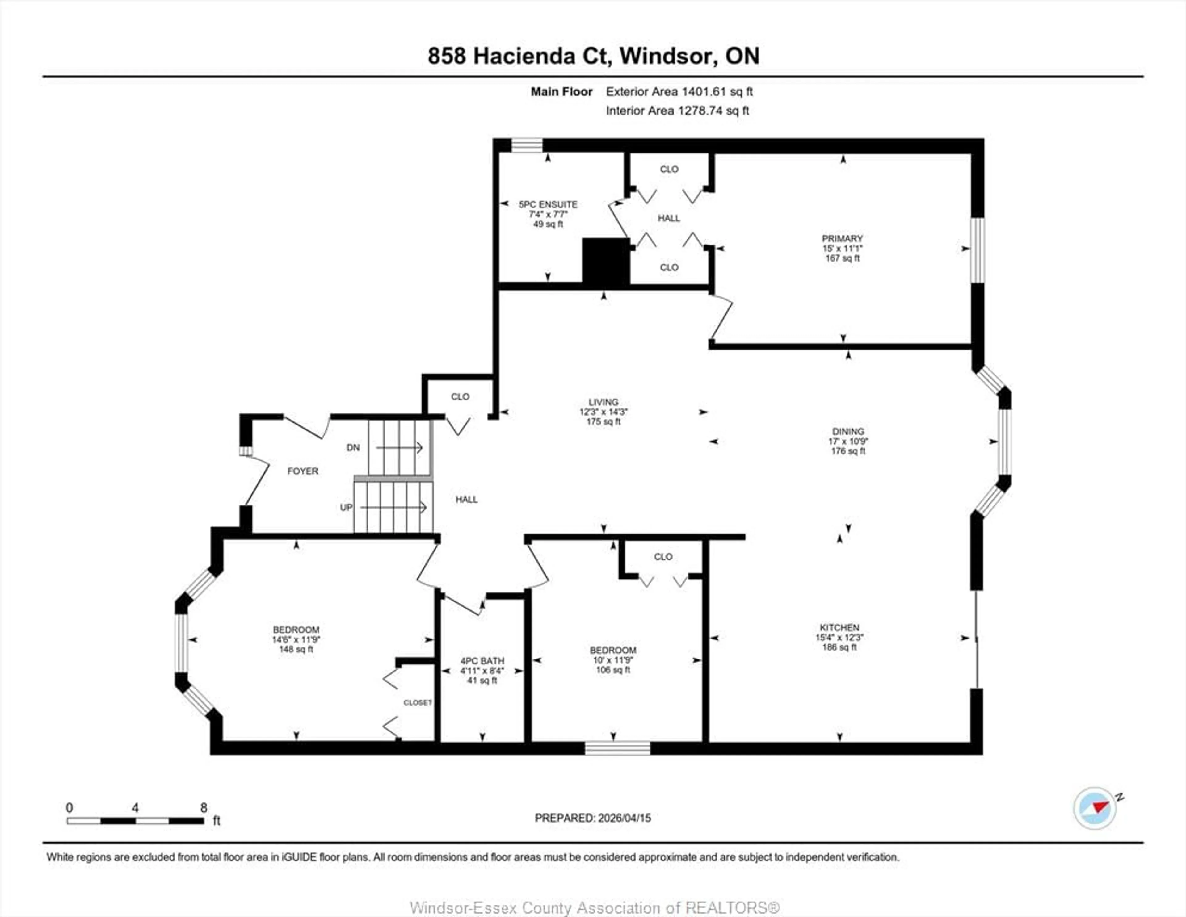 Floor plan for 858 Hacienda, Windsor Ontario N9G 2T1