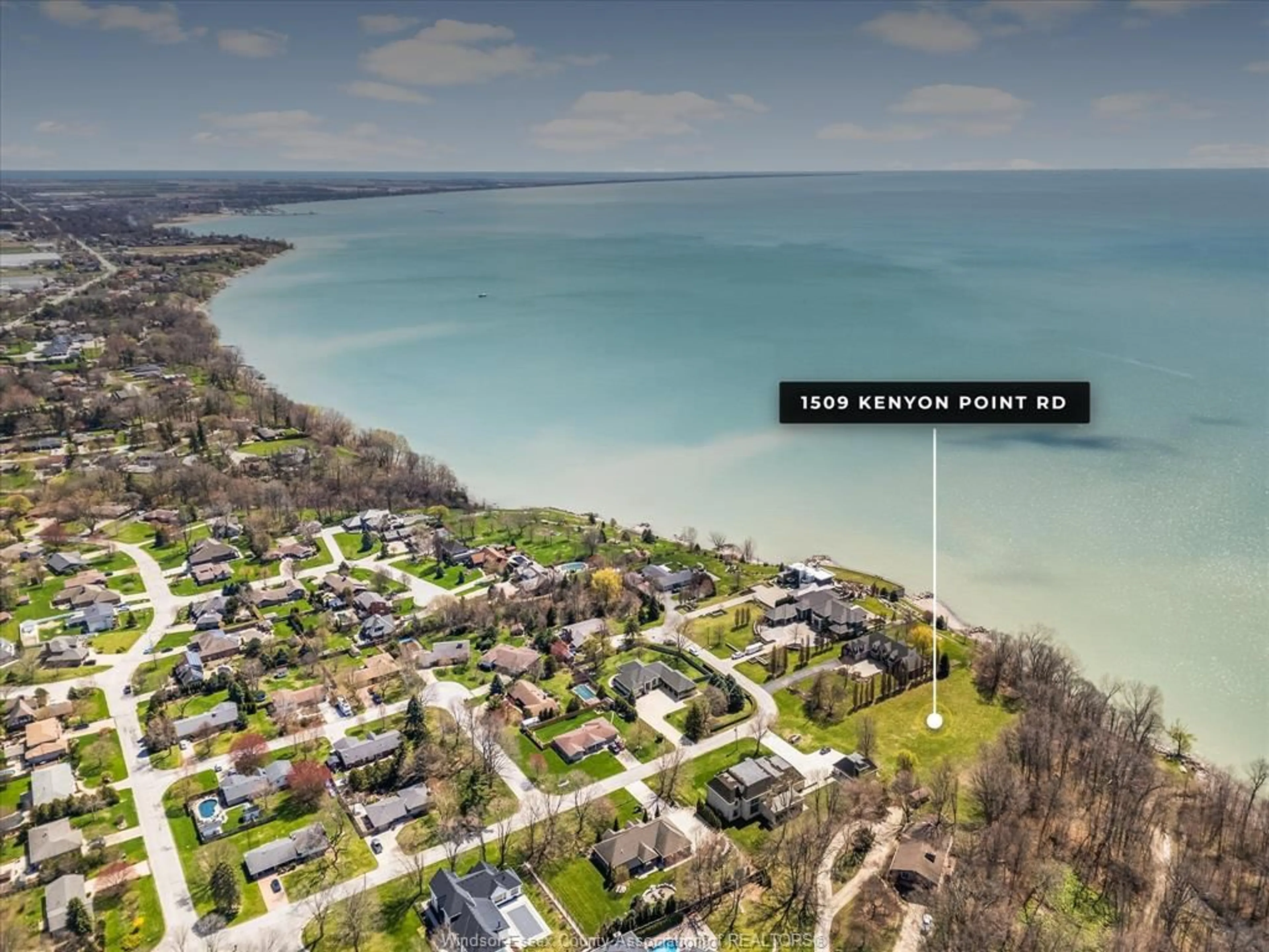 A pic from outside/outdoor area/front of a property/back of a property/a pic from drone, water/lake/river/ocean view for 1509 KENYON POINT Rd, Kingsville Ontario N9Y 0C6