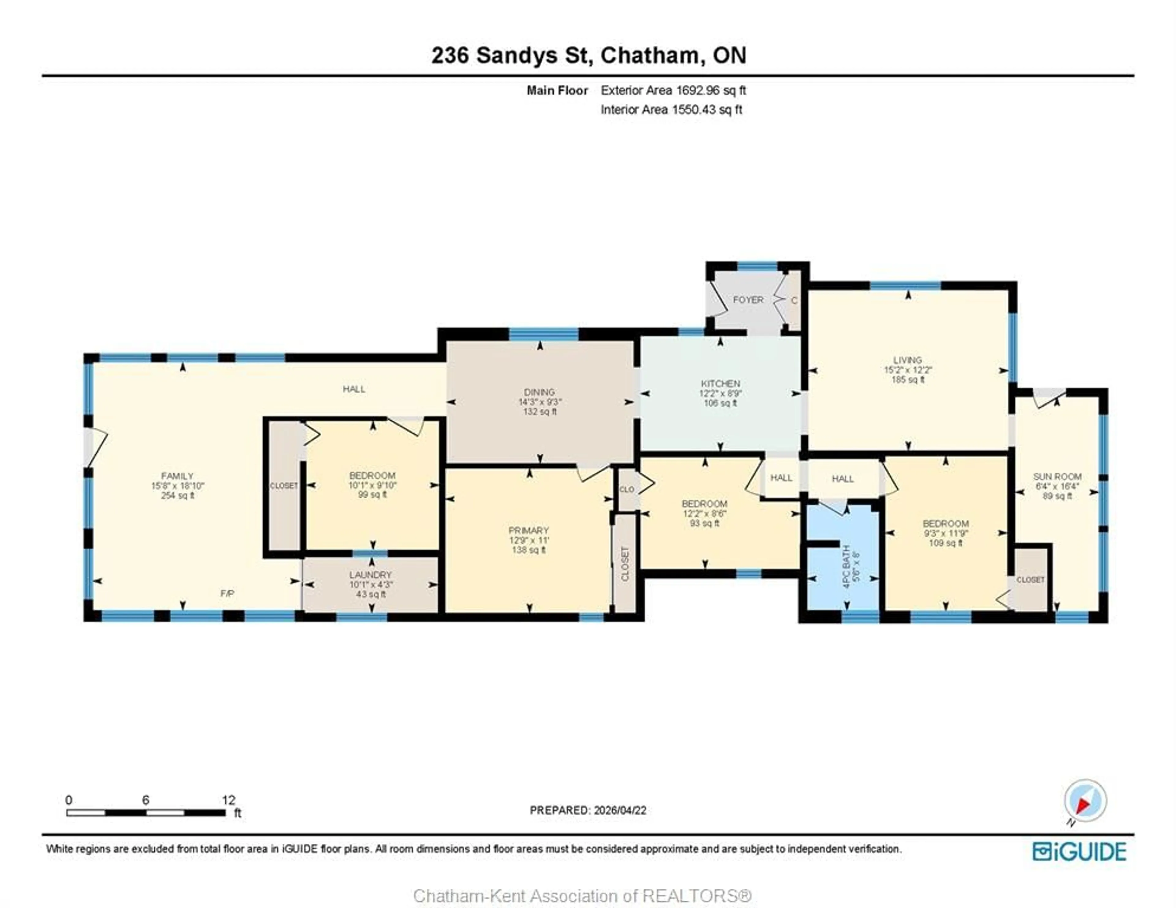 Floor plan for 236 SANDYS St, Chatham Ontario N7L 3P8