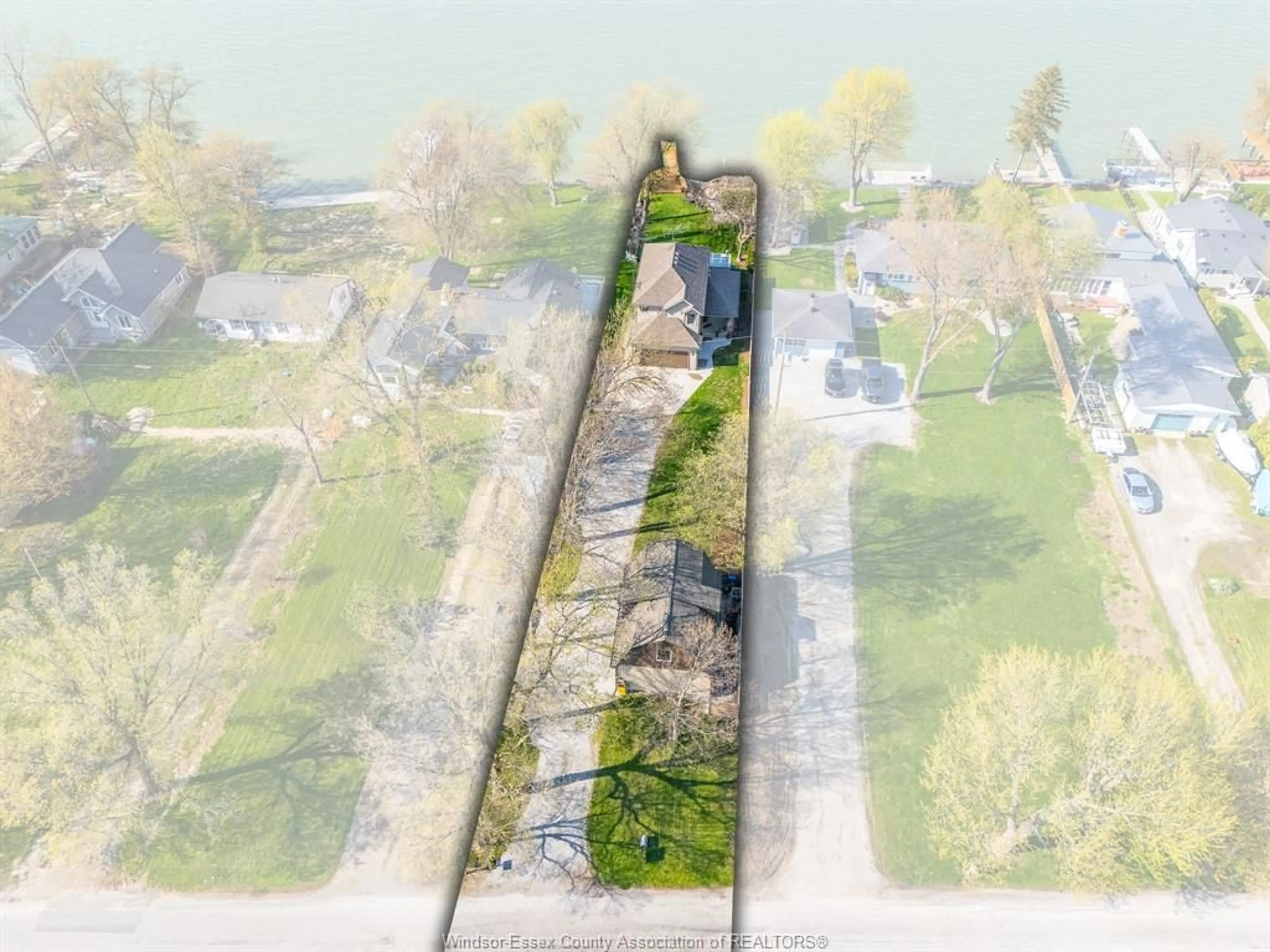 A pic from outside/outdoor area/front of a property/back of a property/a pic from drone, street for 419 CHARRON BEACH, Lakeshore Ontario N8L 1J5