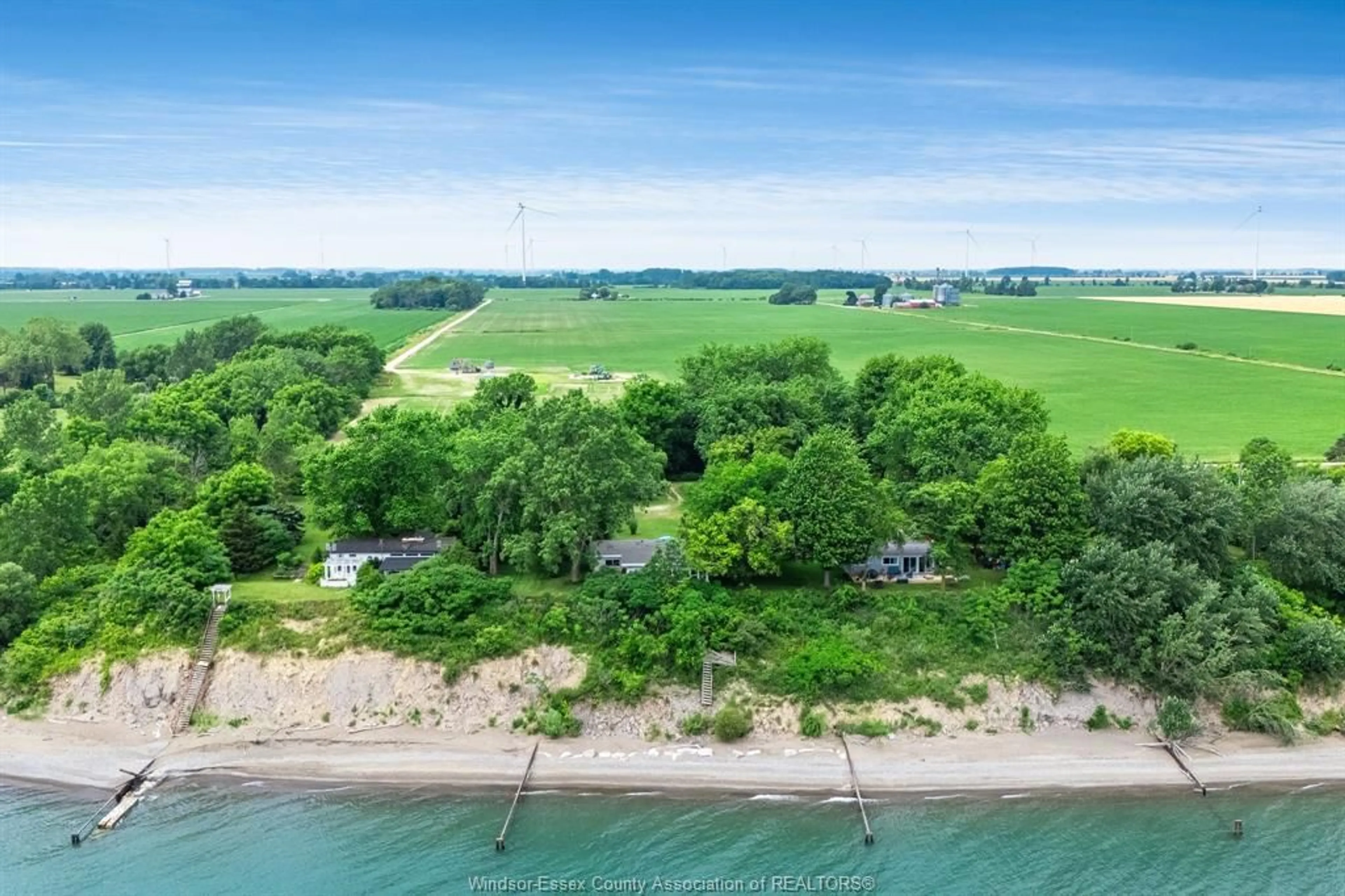 A pic from outside/outdoor area/front of a property/back of a property/a pic from drone, water/lake/river/ocean view for 1608 Tilton Line, Wheatley Ontario N0P 2P0