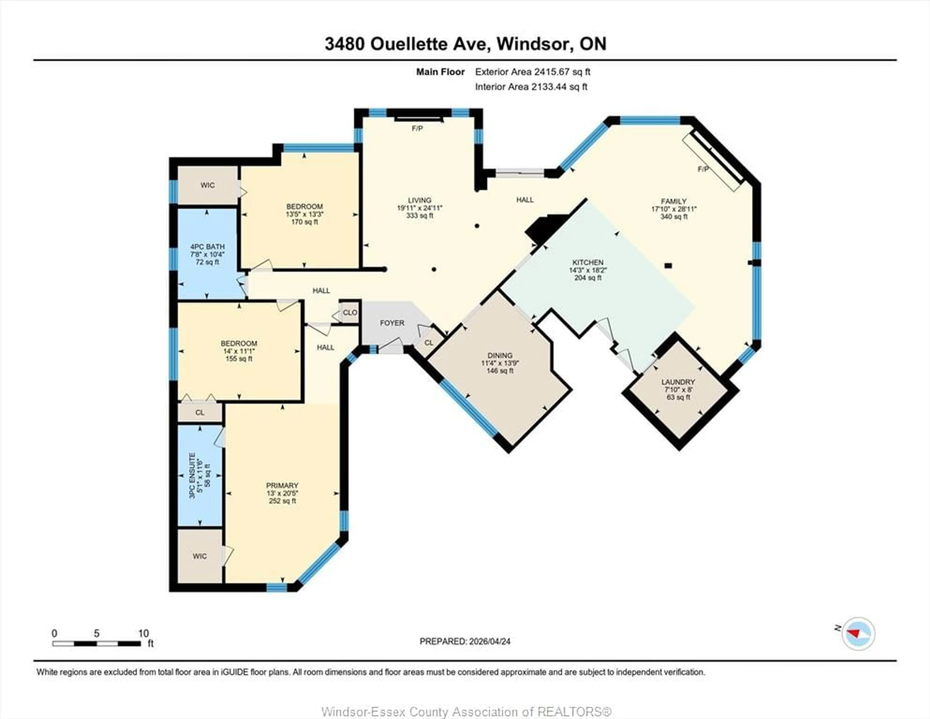 Floor plan for 3480 Ouellette, Windsor Ontario N9E 3L9