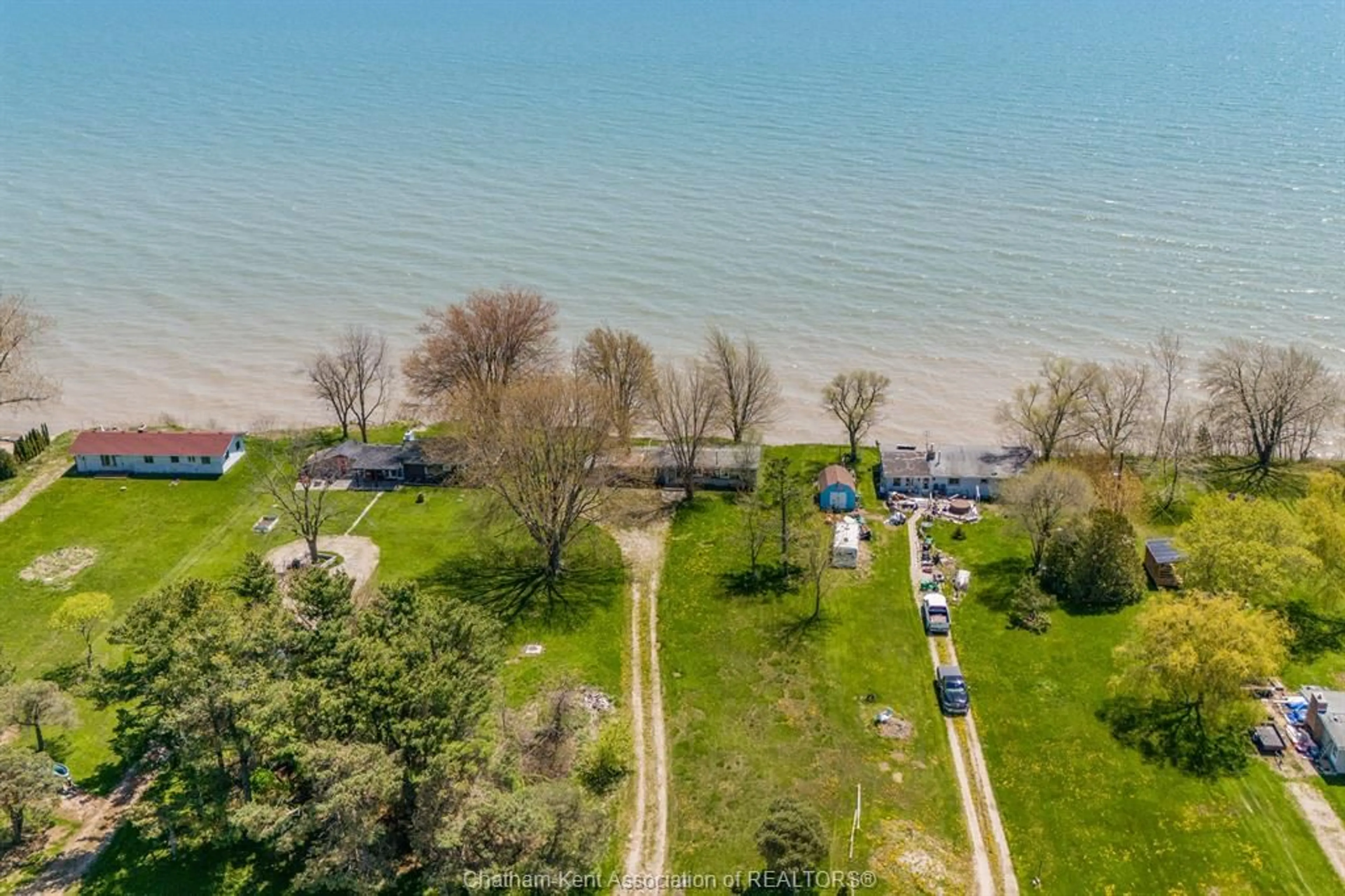 A pic from outside/outdoor area/front of a property/back of a property/a pic from drone, water/lake/river/ocean view for 1628 TILTON Line, Wheatley Ontario N0P 2P0