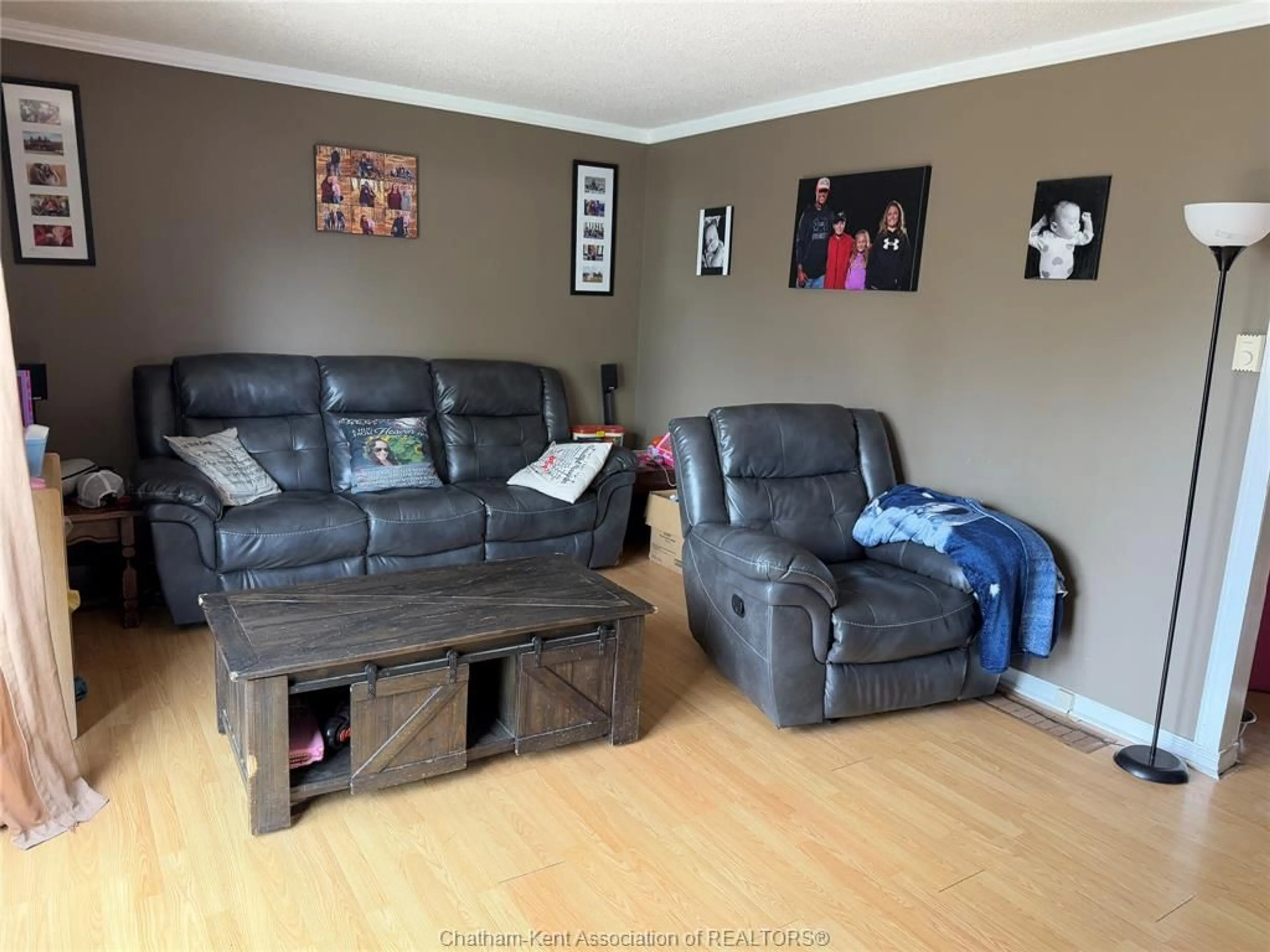 Living room with furniture, wood/laminate floor for 194 A Forhan St, Wallaceburg Ontario N8A 3R4