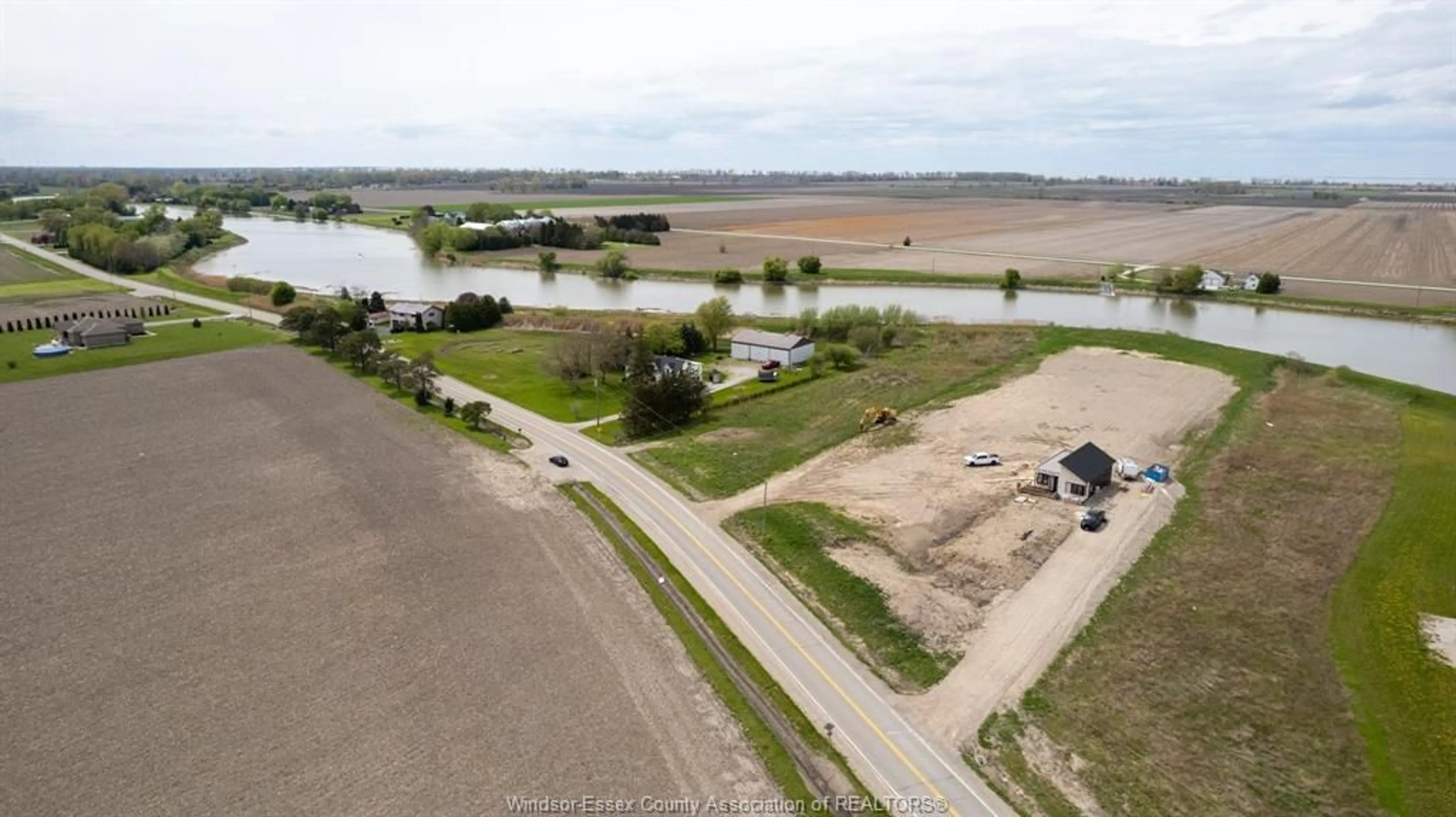 A pic from outside/outdoor area/front of a property/back of a property/a pic from drone, water/lake/river/ocean view for 5273 TECUMSEH Line, Tilbury Ontario N0P 2L0