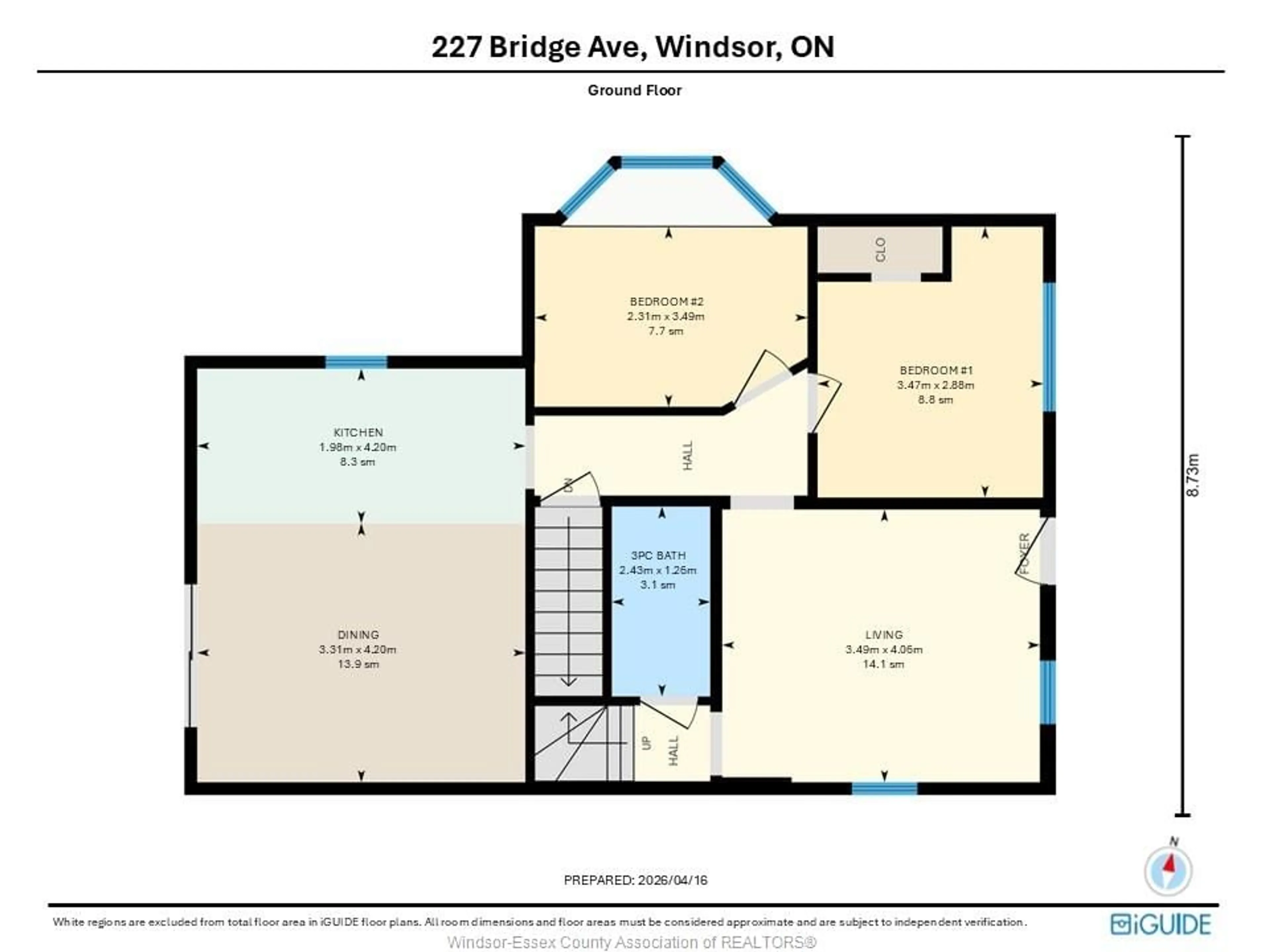 Floor plan for 227 Bridge Ave, Windsor Ontario N9B 2M1