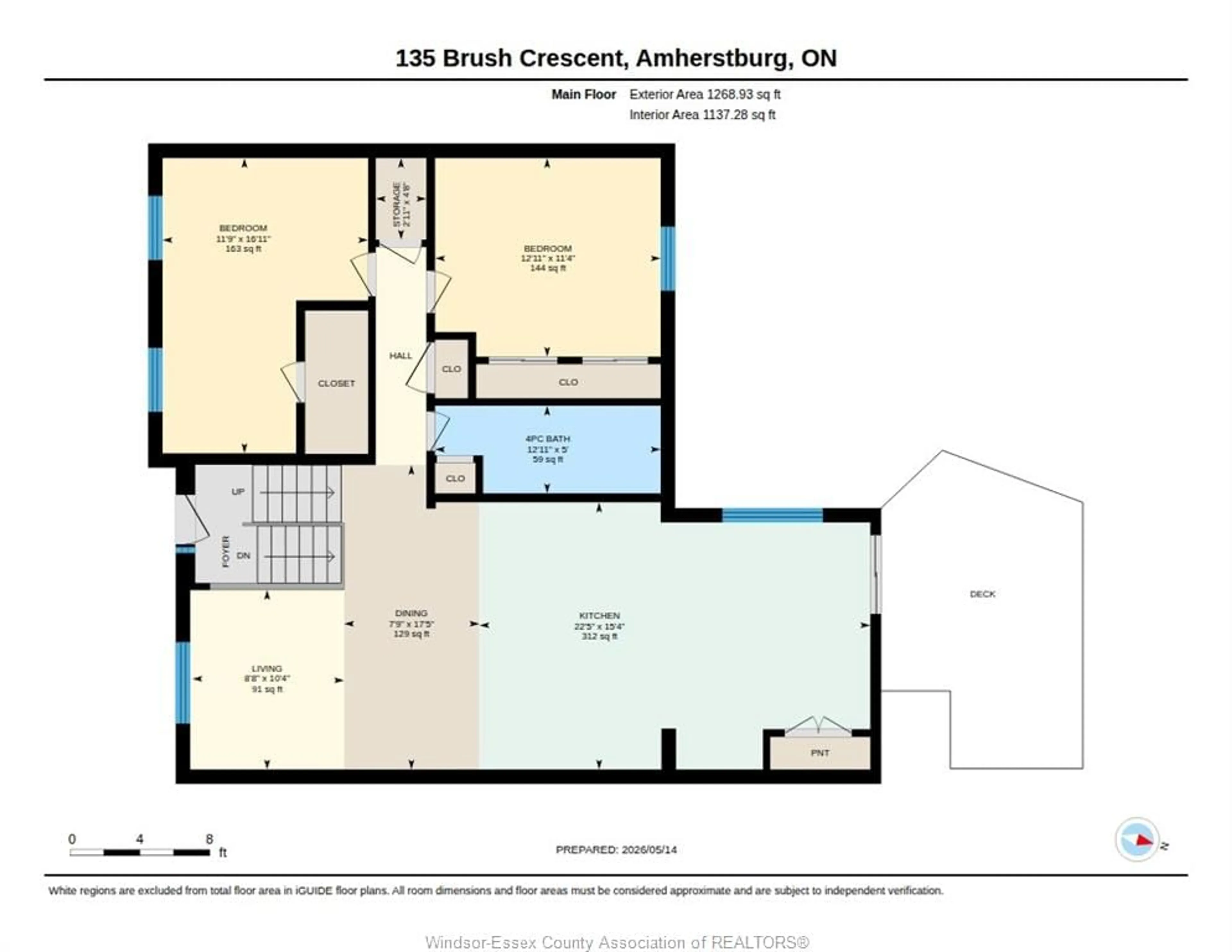 Floor plan for 135 BRUSH Cres, Amherstburg Ontario N9V 3Y5