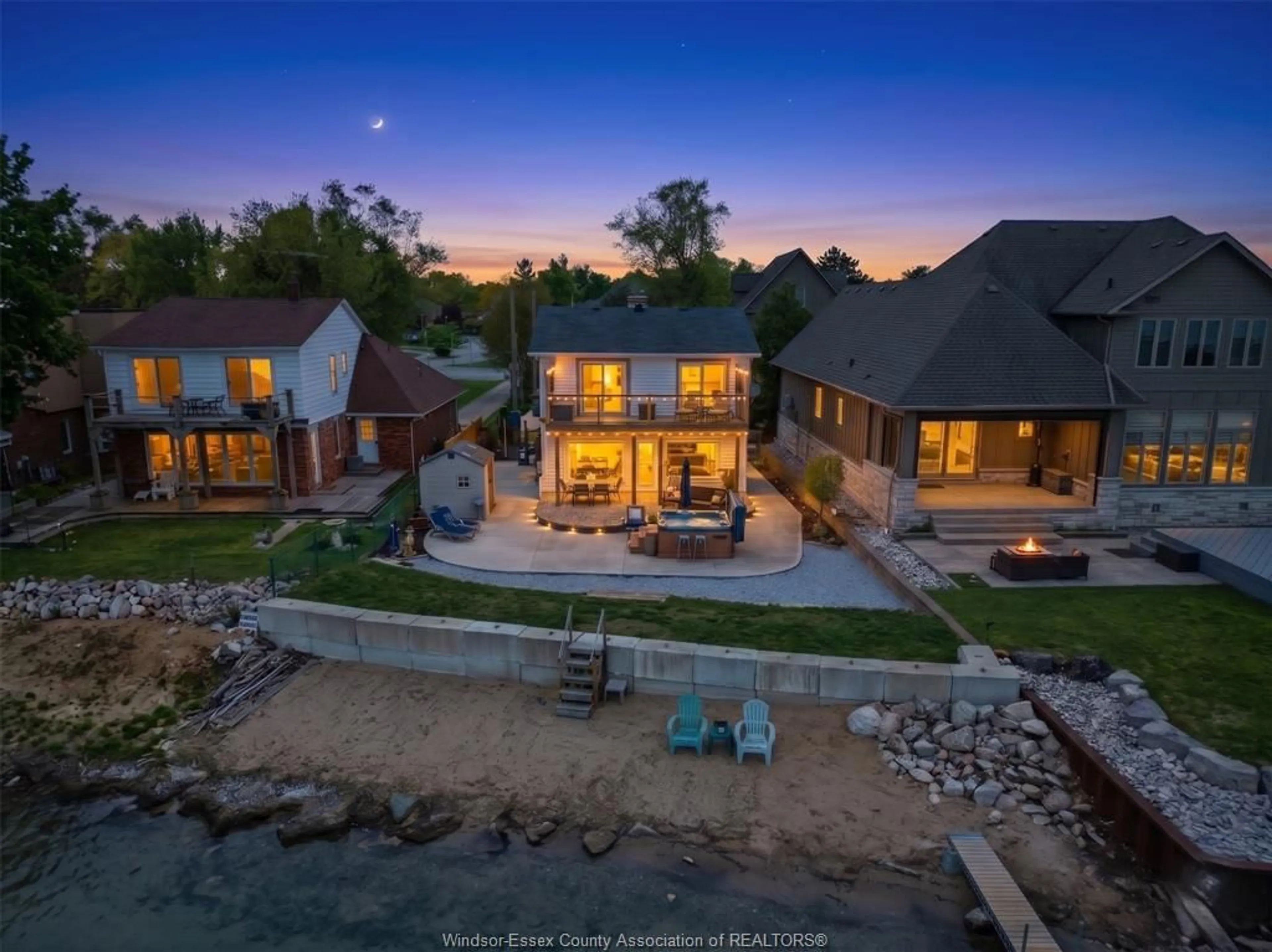 A pic from outside/outdoor area/front of a property/back of a property/a pic from drone, water/lake/river/ocean view for 12086 RIVERSIDE Dr, Tecumseh Ontario N8P 1A9