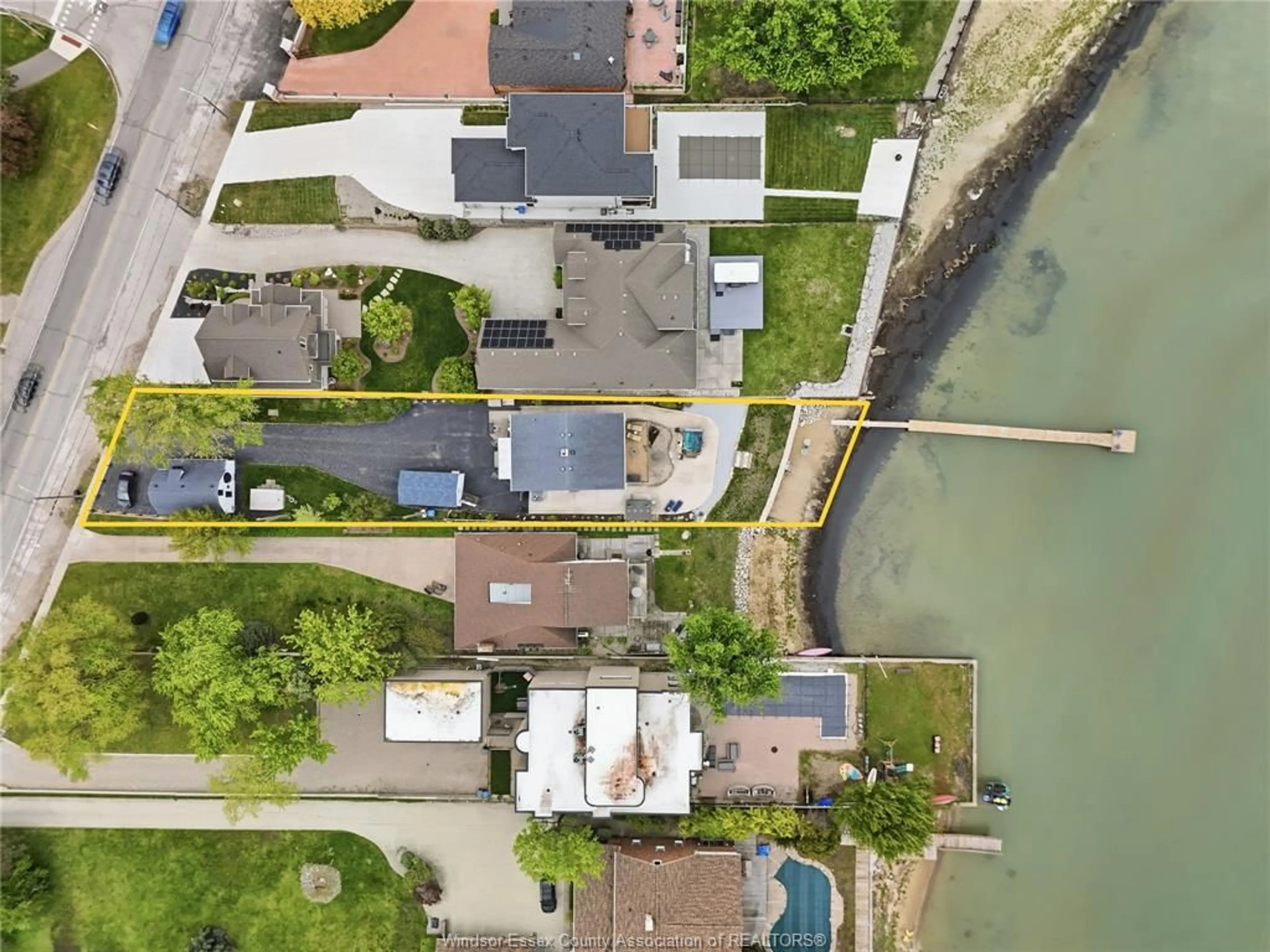 A pic from outside/outdoor area/front of a property/back of a property/a pic from drone, water/lake/river/ocean view for 12086 RIVERSIDE Dr, Tecumseh Ontario N8P 1A9