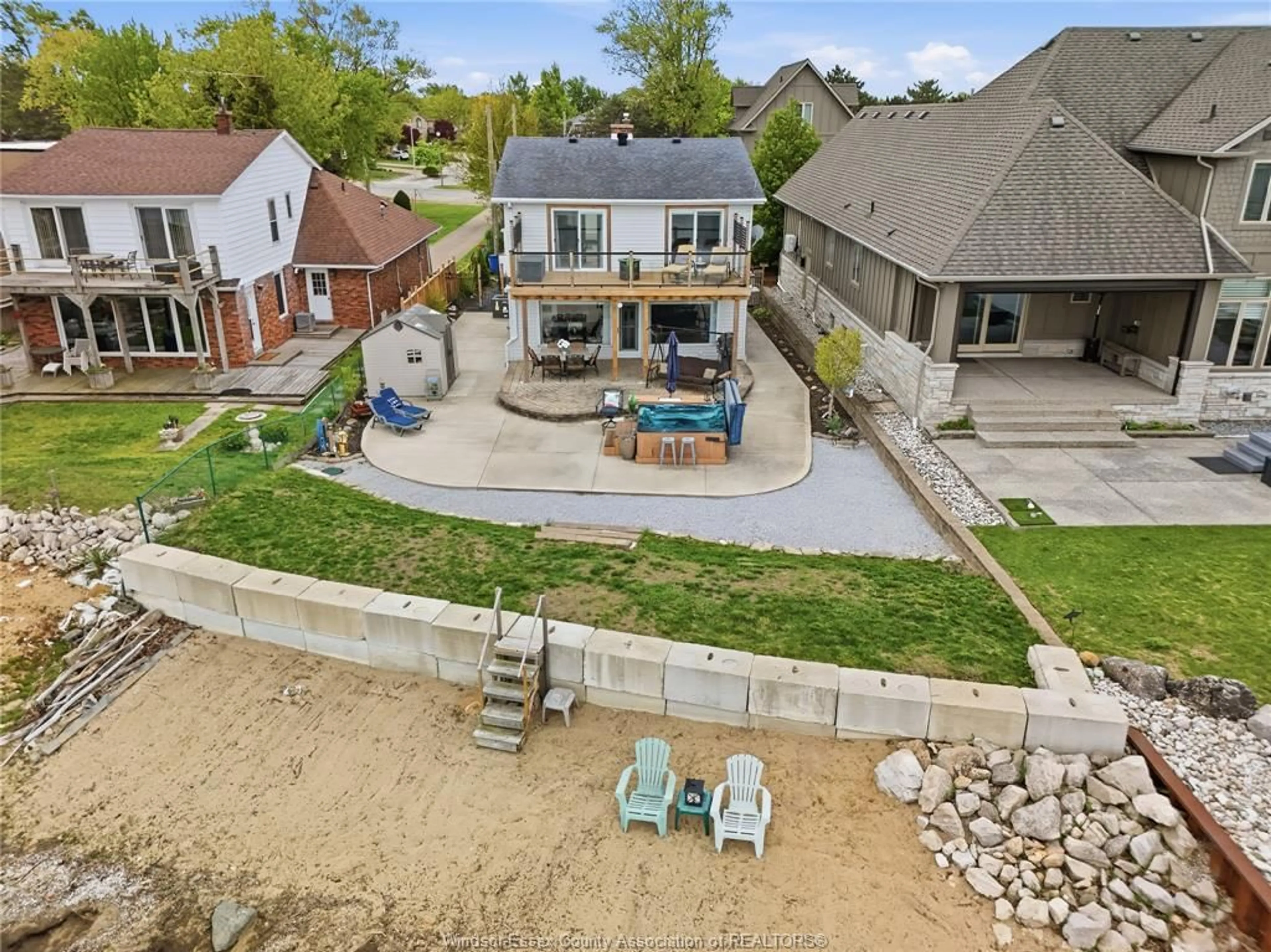 A pic from outside/outdoor area/front of a property/back of a property/a pic from drone, water/lake/river/ocean view for 12086 RIVERSIDE Dr, Tecumseh Ontario N8P 1A9