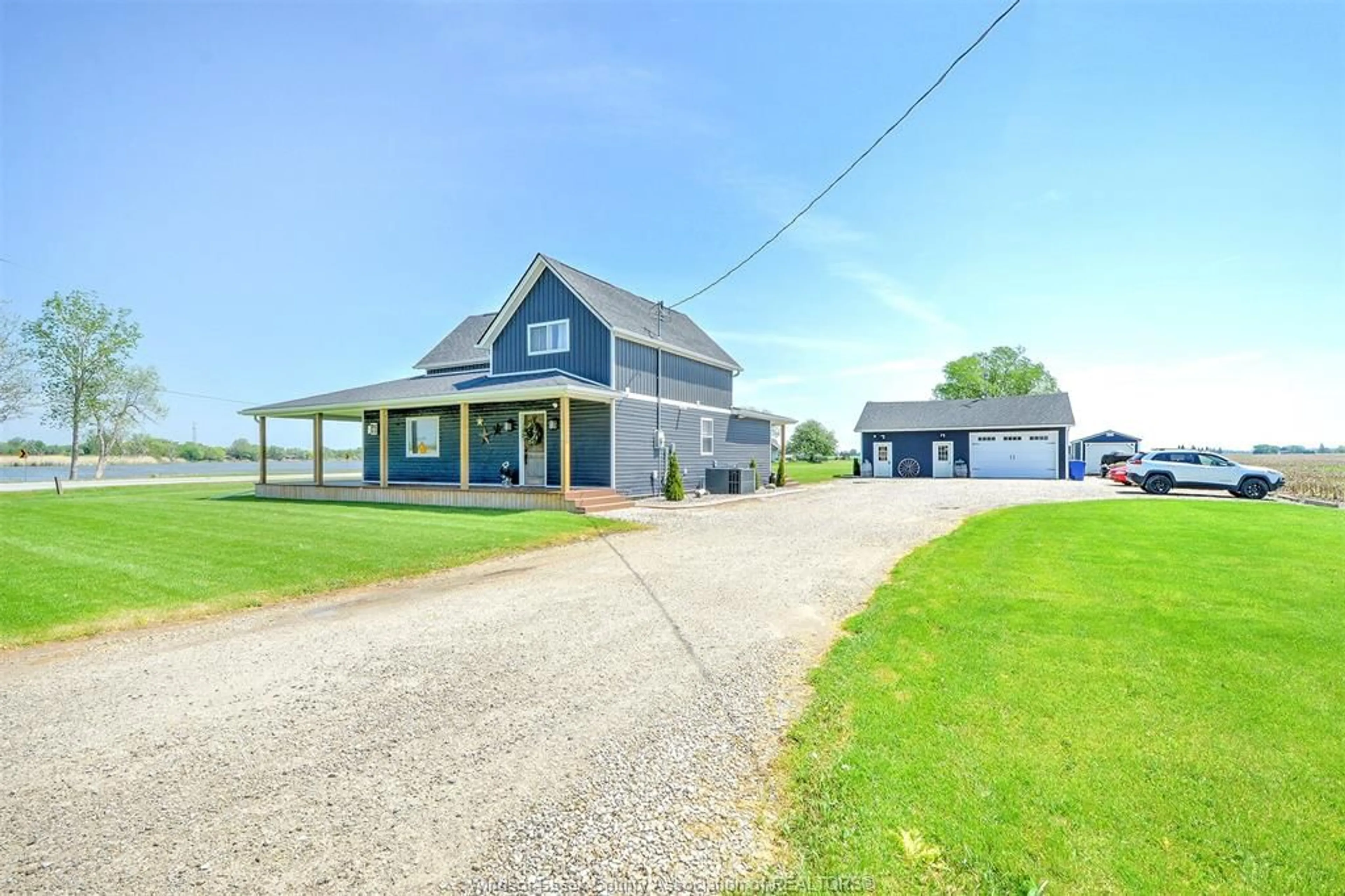 A pic from outside/outdoor area/front of a property/back of a property/a pic from drone, water/lake/river/ocean view for 2191 Concession 2 Rd, Amherstburg Ontario N9V 3R3