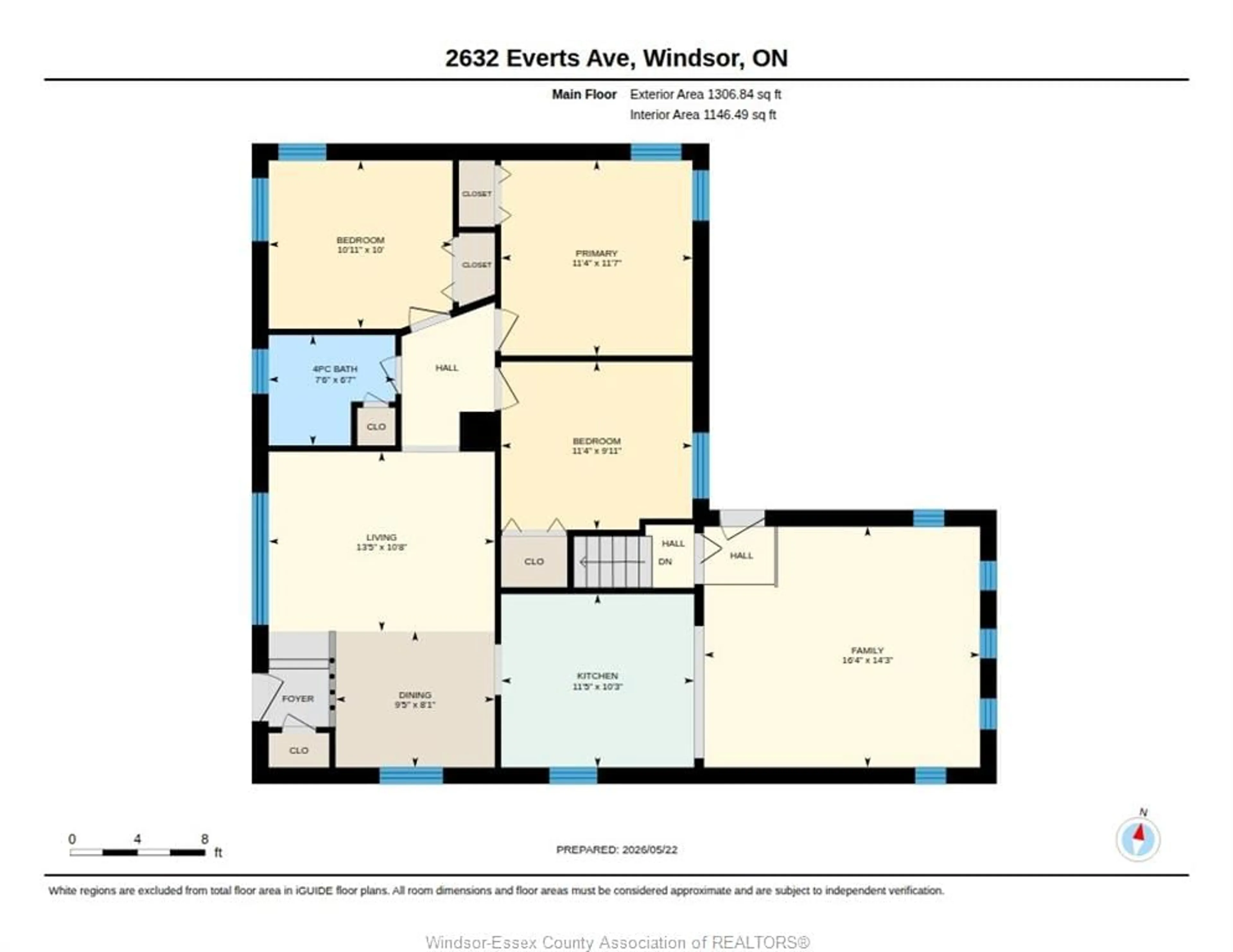 Floor plan for 2632 Everts Ave, Windsor Ontario N9E 2V1
