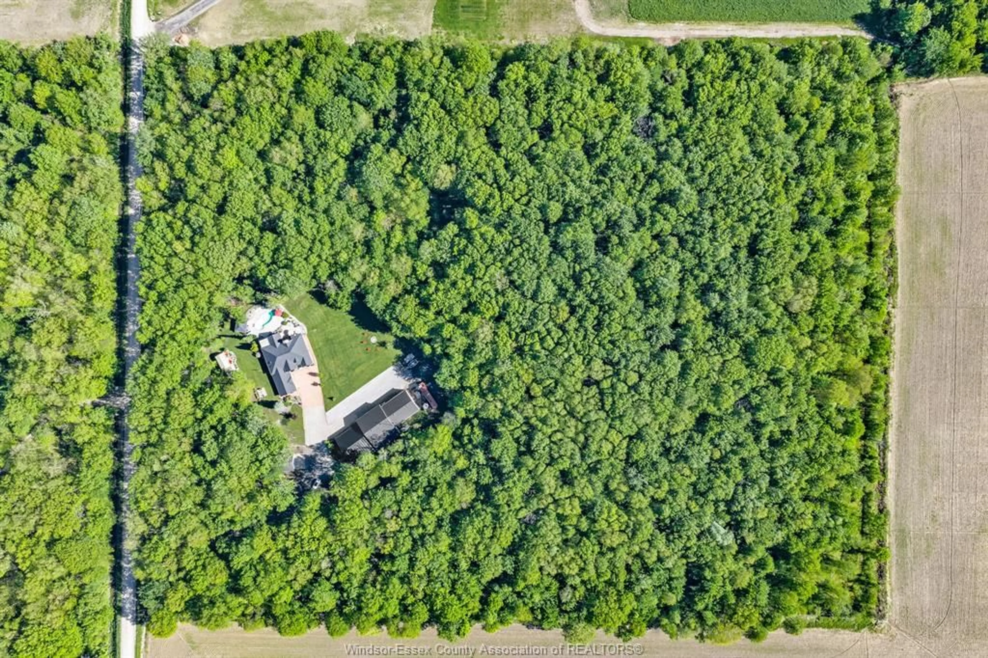 A pic from outside/outdoor area/front of a property/back of a property/a pic from drone, forest/trees view for 1308 Finn Lane, Woodslee Ontario N8M 2X7