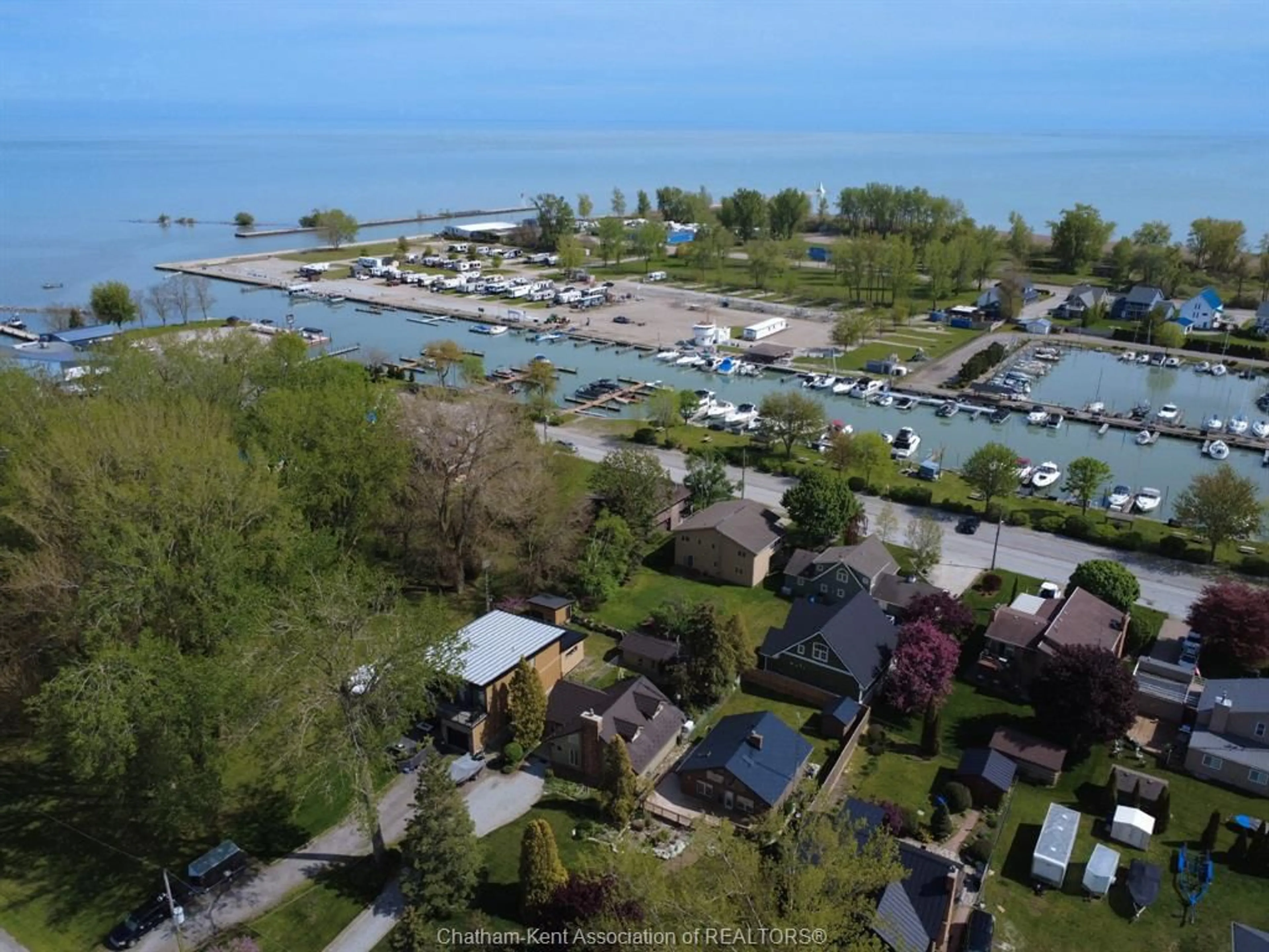 A pic from outside/outdoor area/front of a property/back of a property/a pic from drone, water/lake/river/ocean view for 1355 KERR Ave, Erieau Ontario N0P 1N0