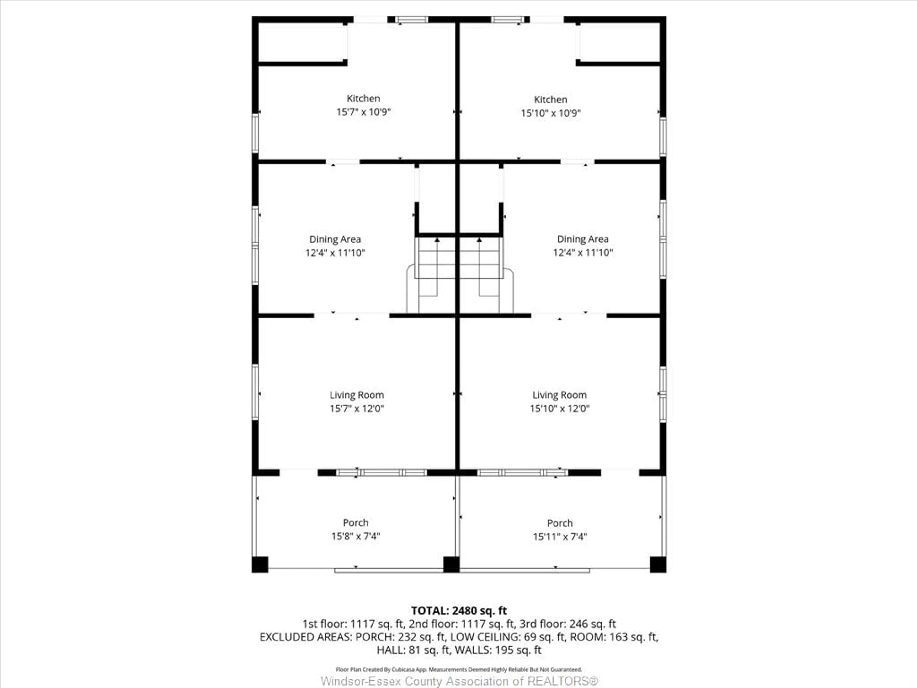 Floor plan for 1046-1048 Pelissier, Windsor Ontario N9A 4L7