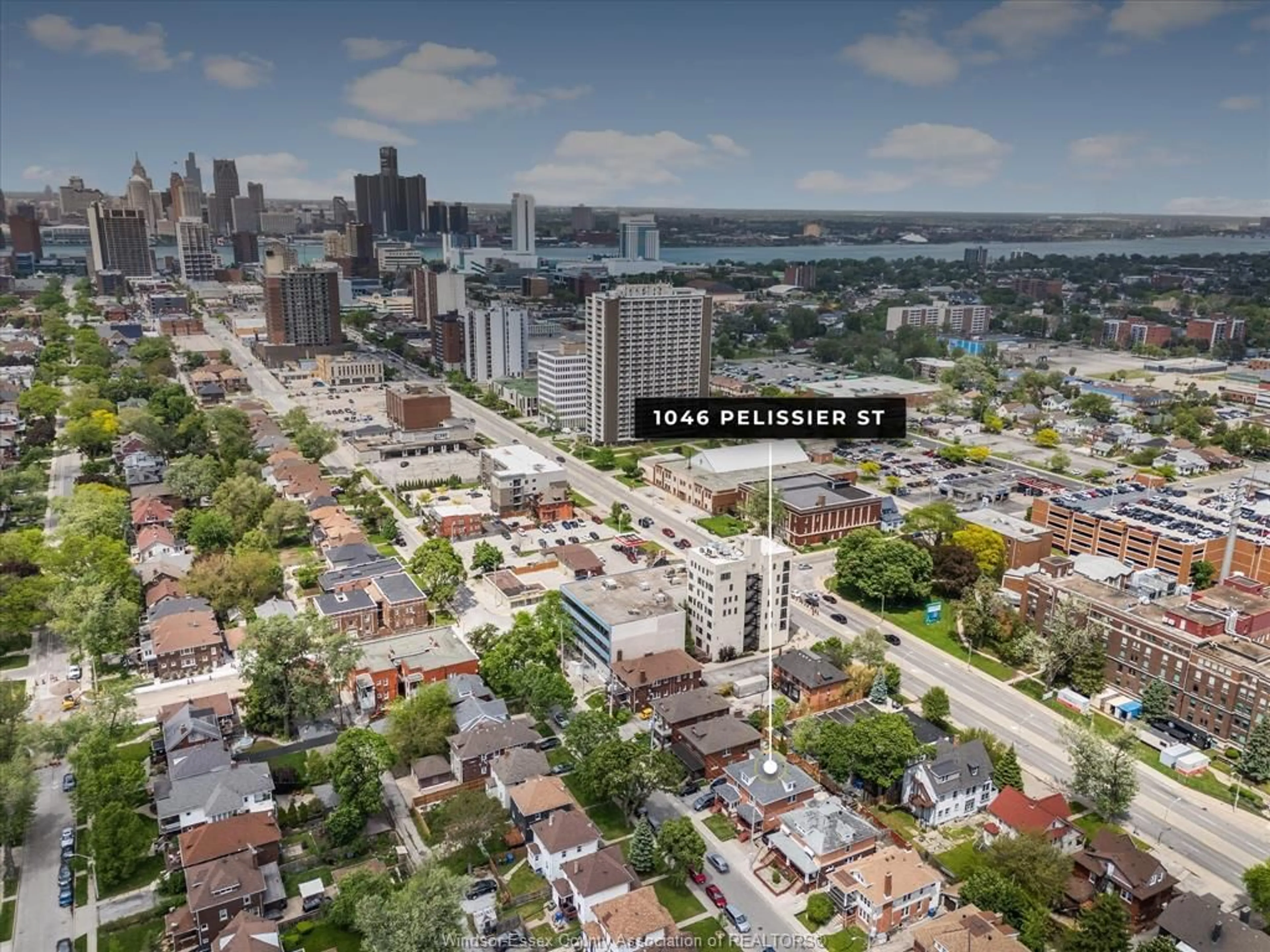 A pic from outside/outdoor area/front of a property/back of a property/a pic from drone, city buildings view from balcony for 1046-1048 Pelissier, Windsor Ontario N9A 4L7