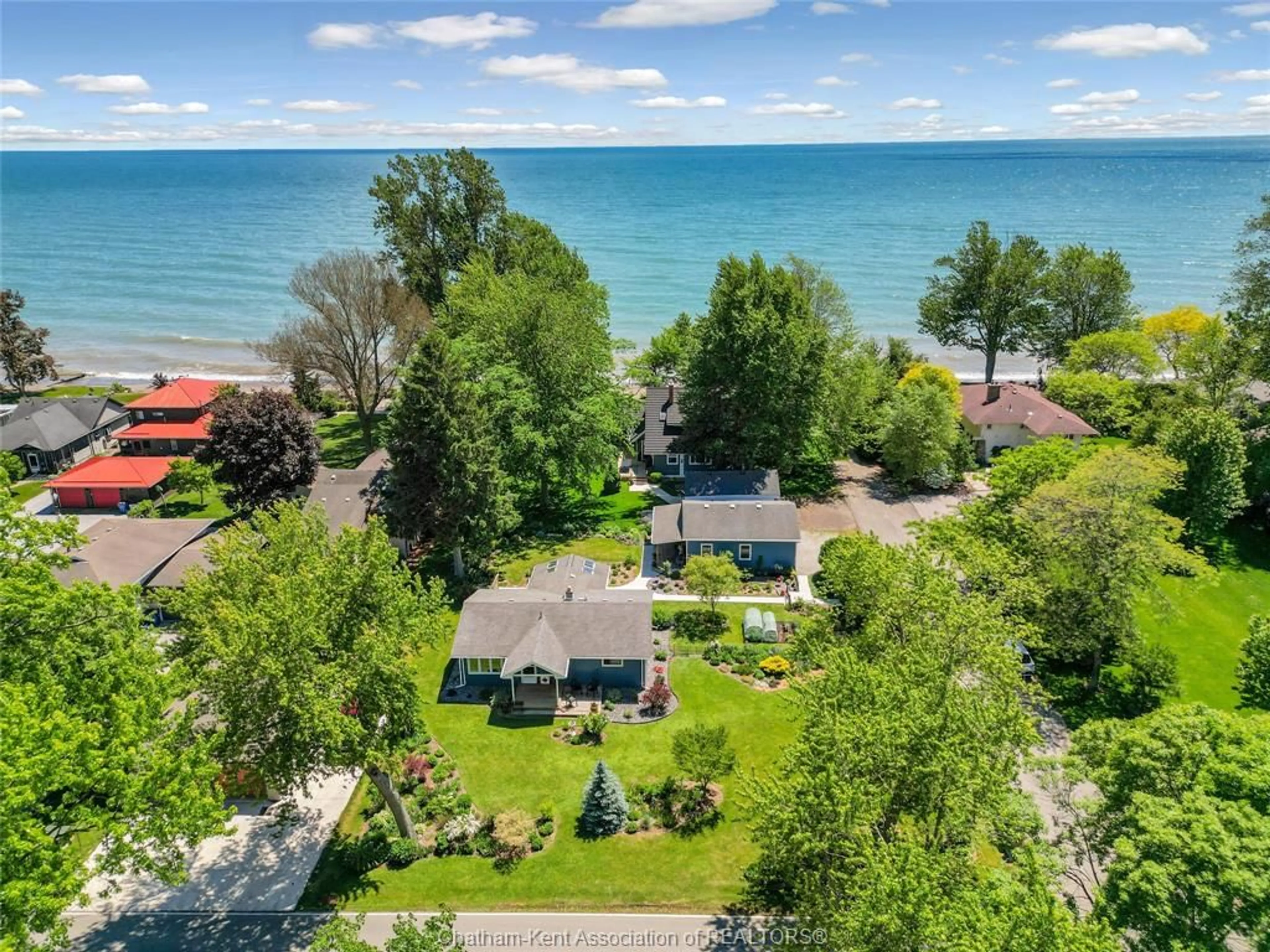 A pic from outside/outdoor area/front of a property/back of a property/a pic from drone, water/lake/river/ocean view for 601 Towanda Blvd, Erie Beach Ontario N0P 1A0