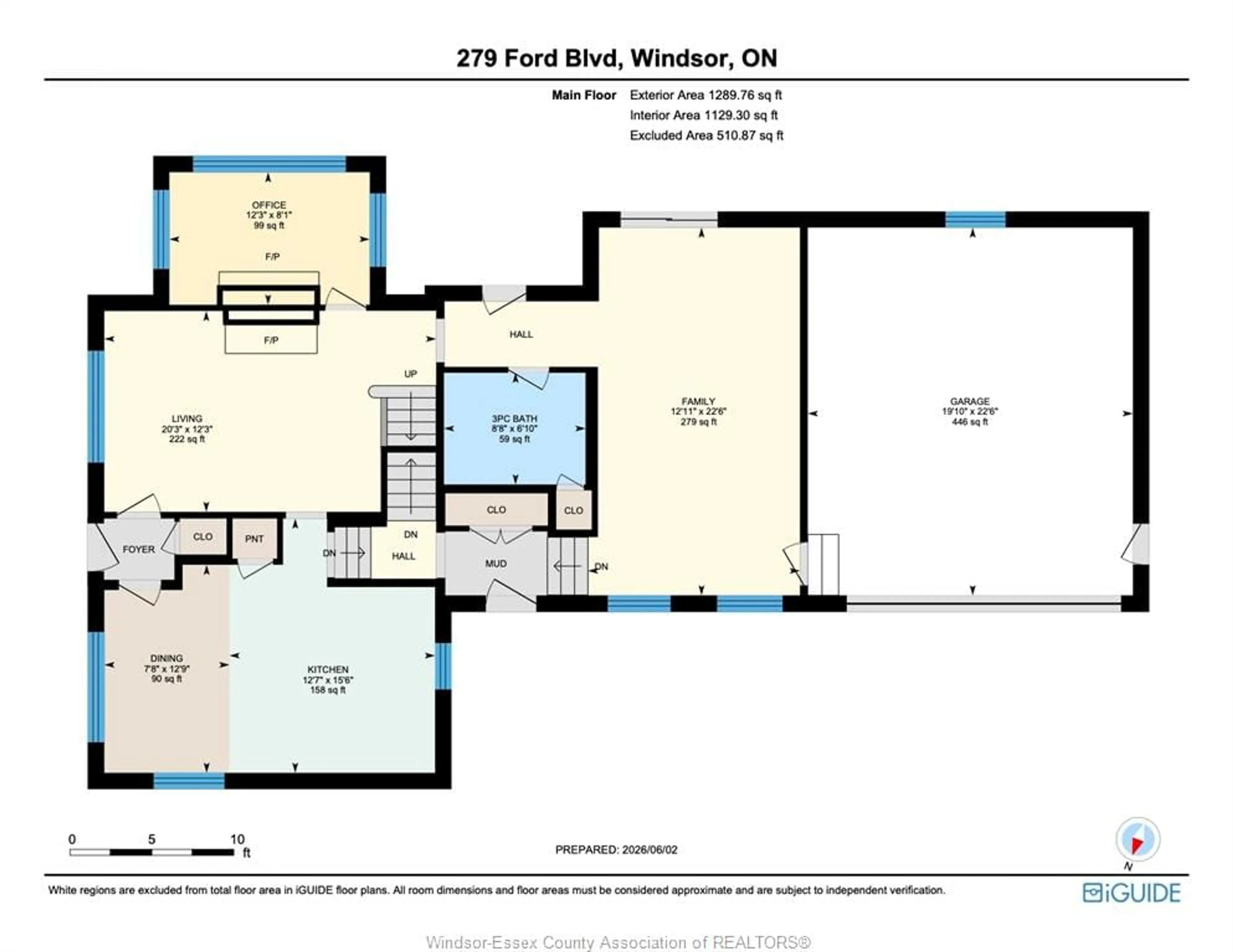 Floor plan for 279 FORD Blvd, Windsor Ontario N8S 2E4