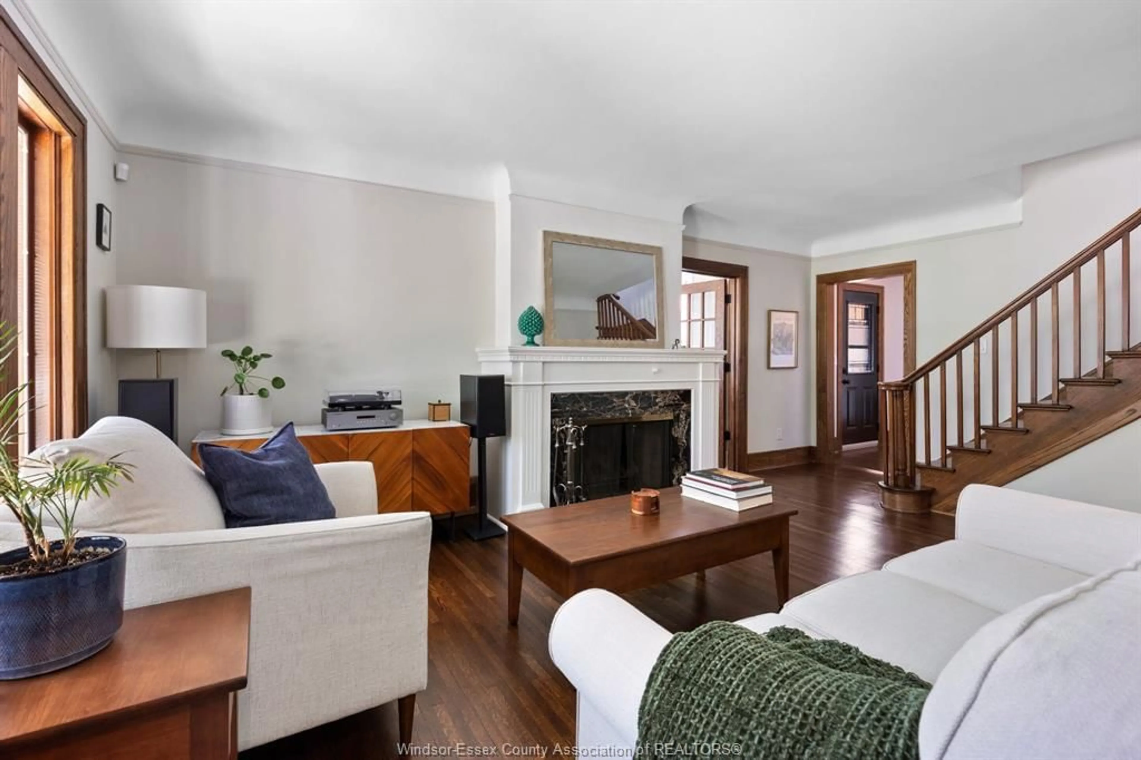 Living room with furniture, wood/laminate floor for 279 FORD Blvd, Windsor Ontario N8S 2E4