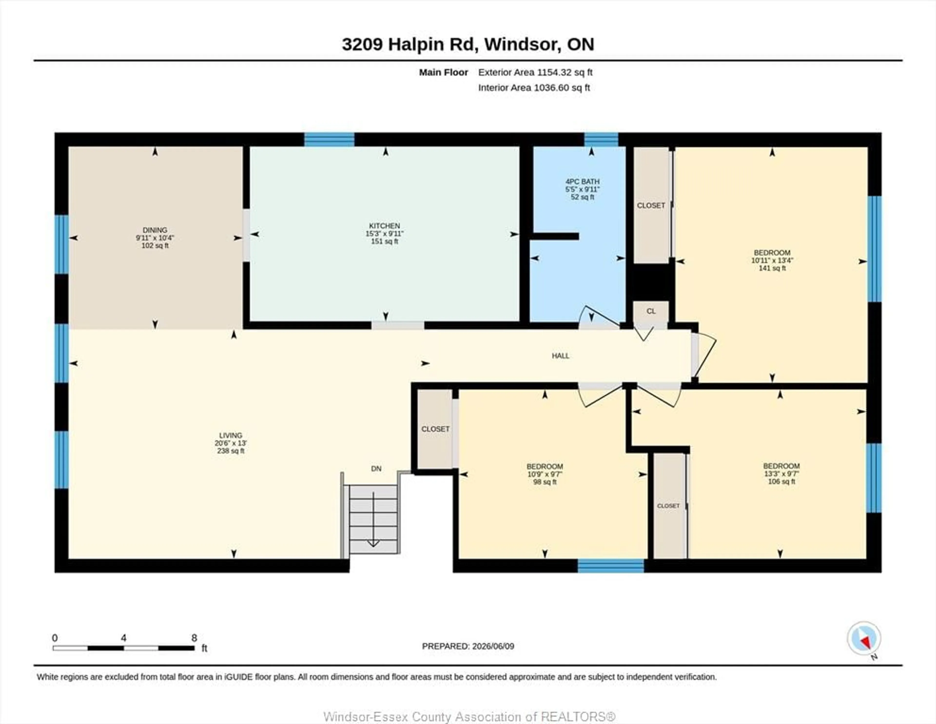 Floor plan for 3209 Halpin, Windsor Ontario N8R 2B3