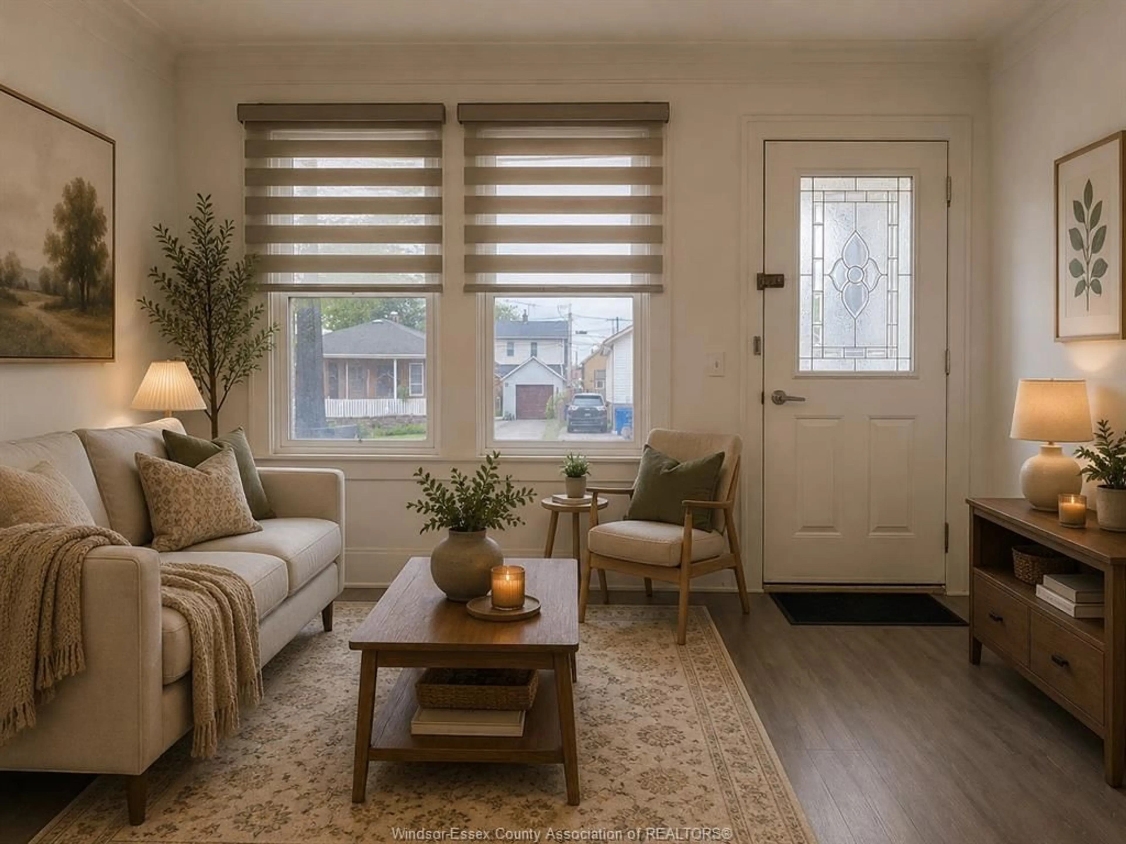 Living room with furniture, wood/laminate floor for 1842 DROUILLARD, Windsor Ontario N8W 3X5