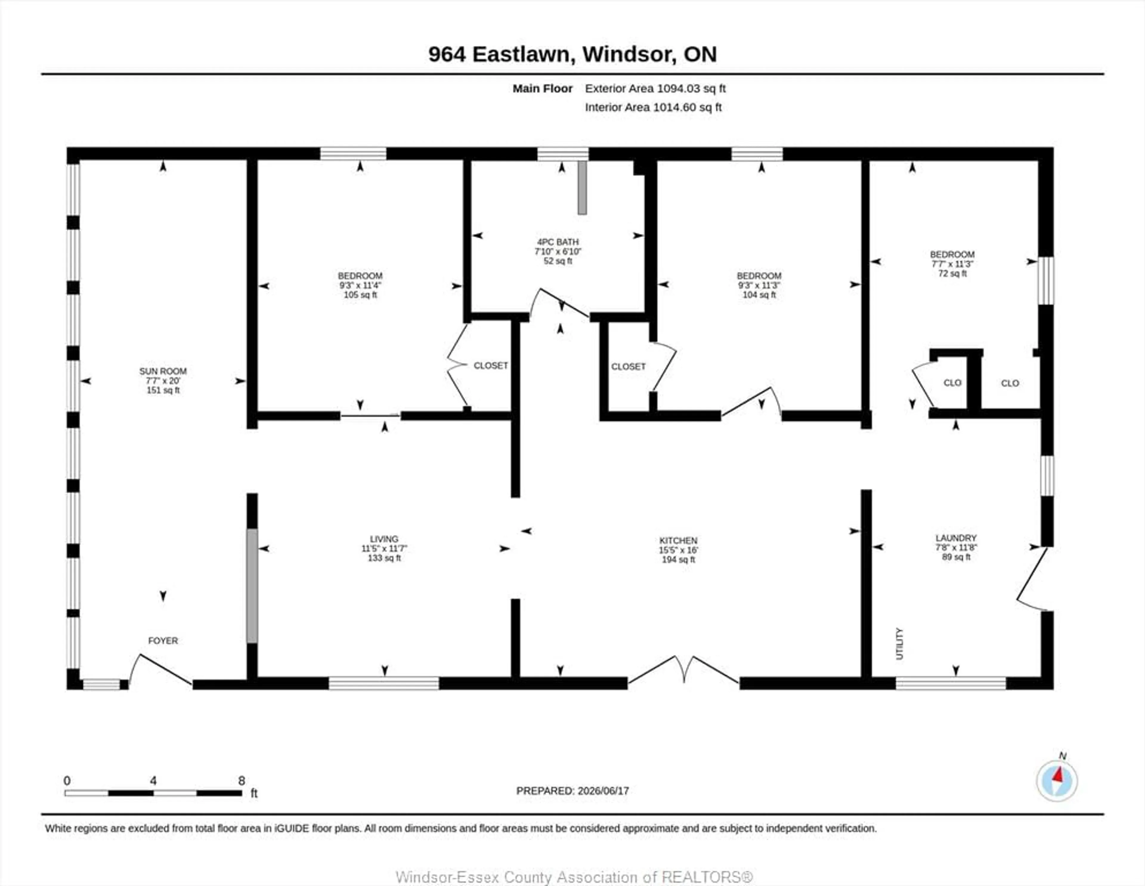 Floor plan for 964 Eastlawn Ave, Windsor Ontario N8S 3H9