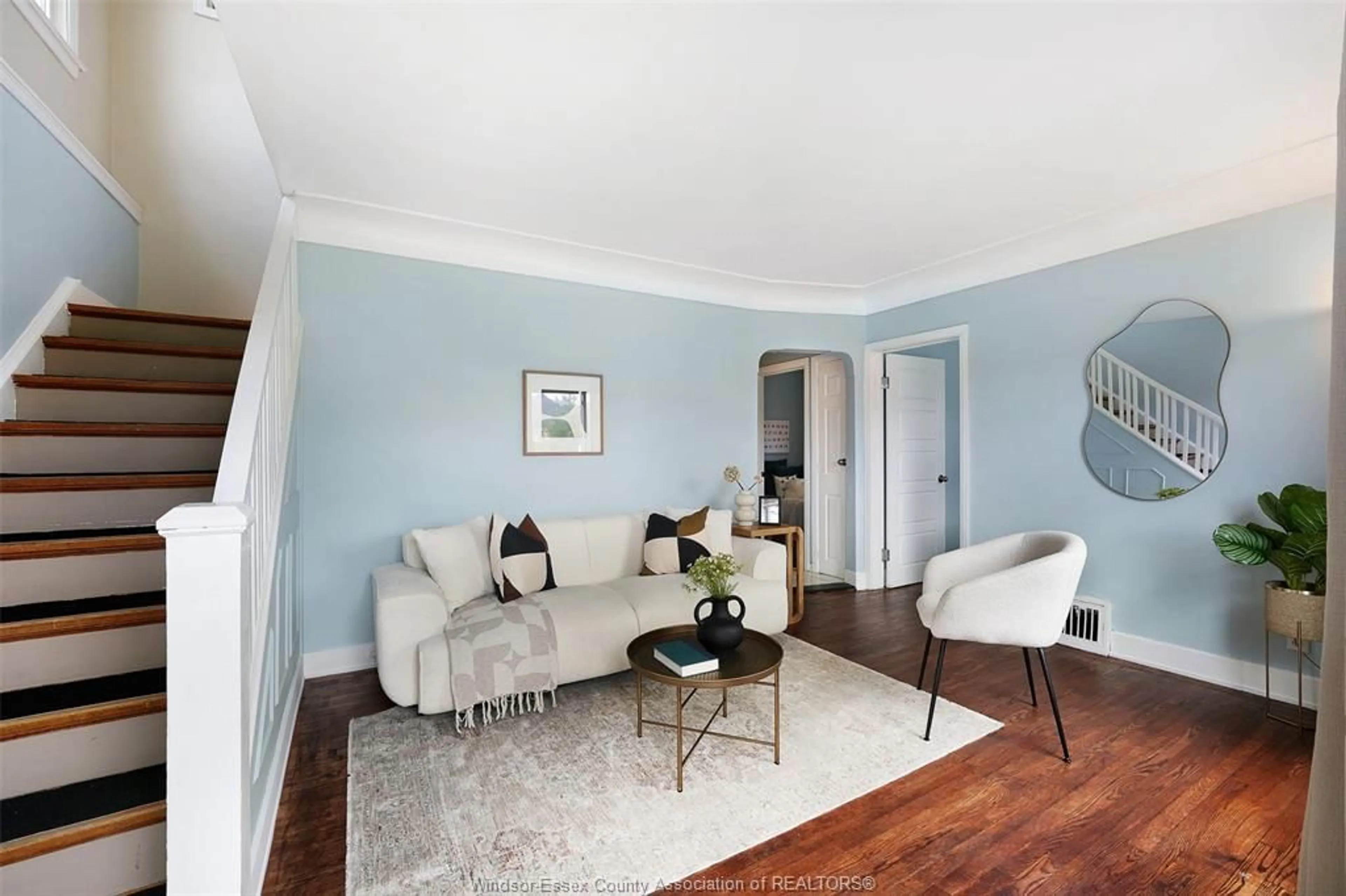 Living room with furniture, wood/laminate floor for 1527 BENJAMIN Ave, Windsor Ontario N8X 4N3