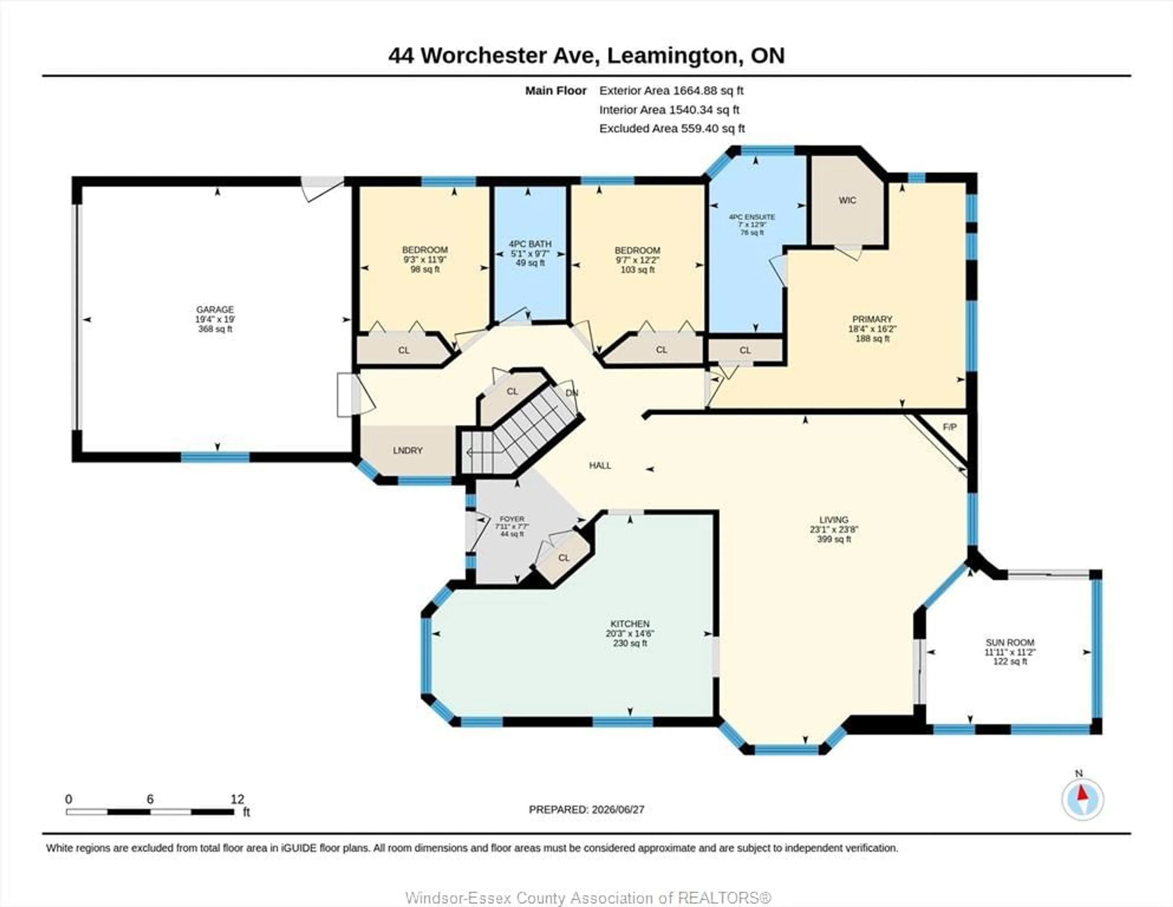 Floor plan for 44 WORCHESTER, Leamington Ontario N8H 5C1