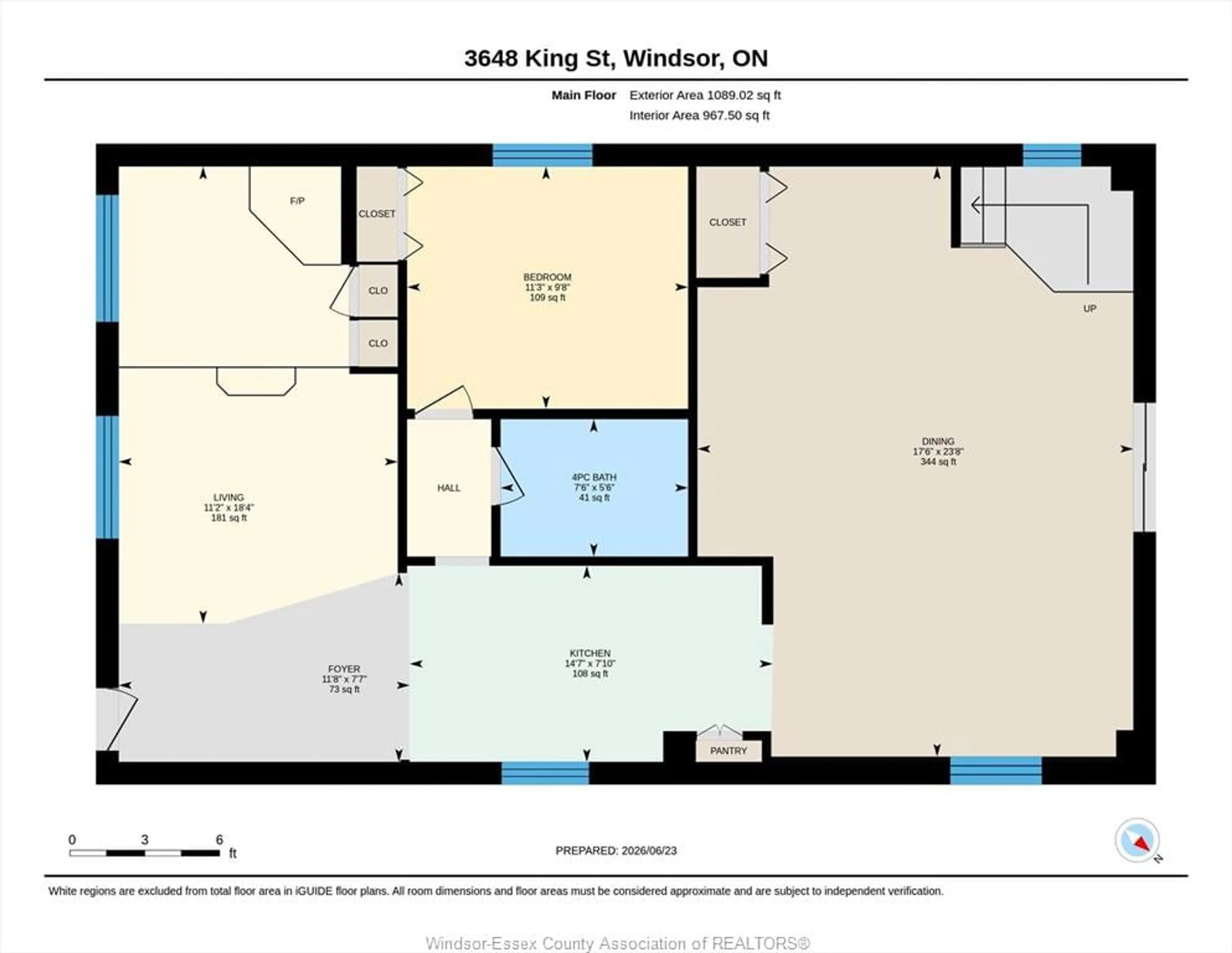 Floor plan for 3648 KING, Windsor Ontario N9C 1P5