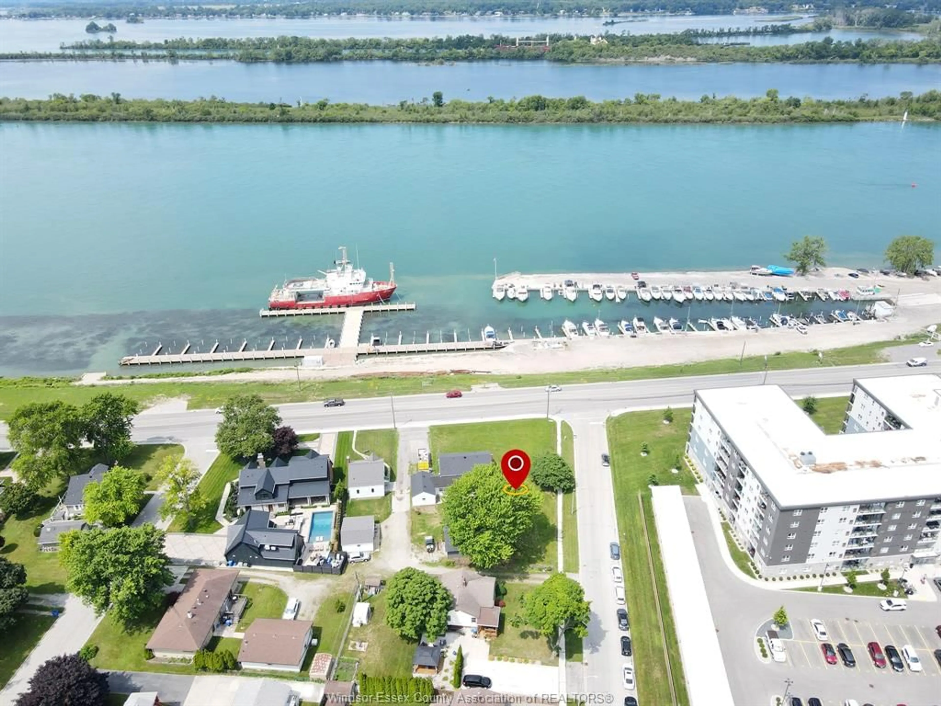 A pic from outside/outdoor area/front of a property/back of a property/a pic from drone, water/lake/river/ocean view for 209 SANDWICH St, Amherstburg Ontario N9V 2V4