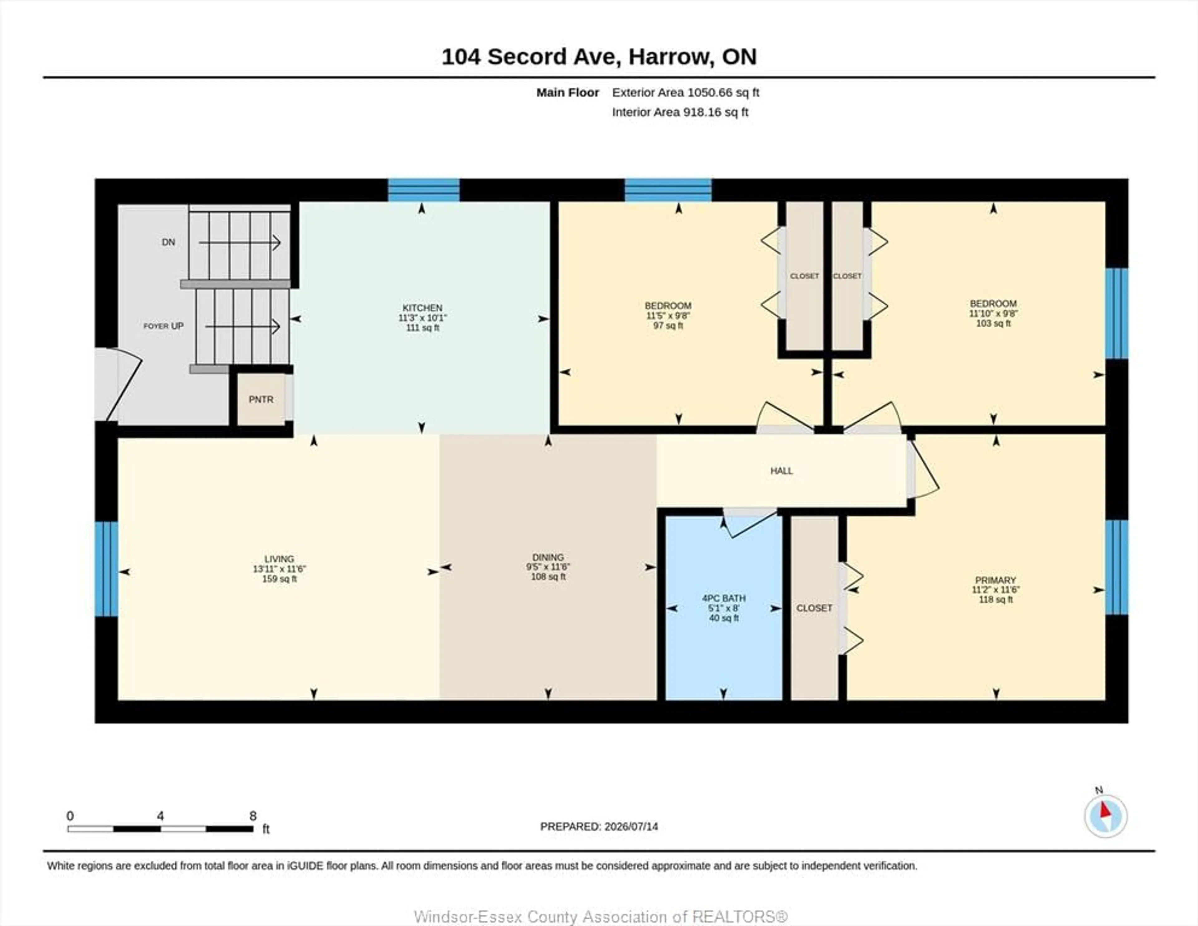 Floor plan for 104 SECORD, Harrow Ontario N0R 1G0