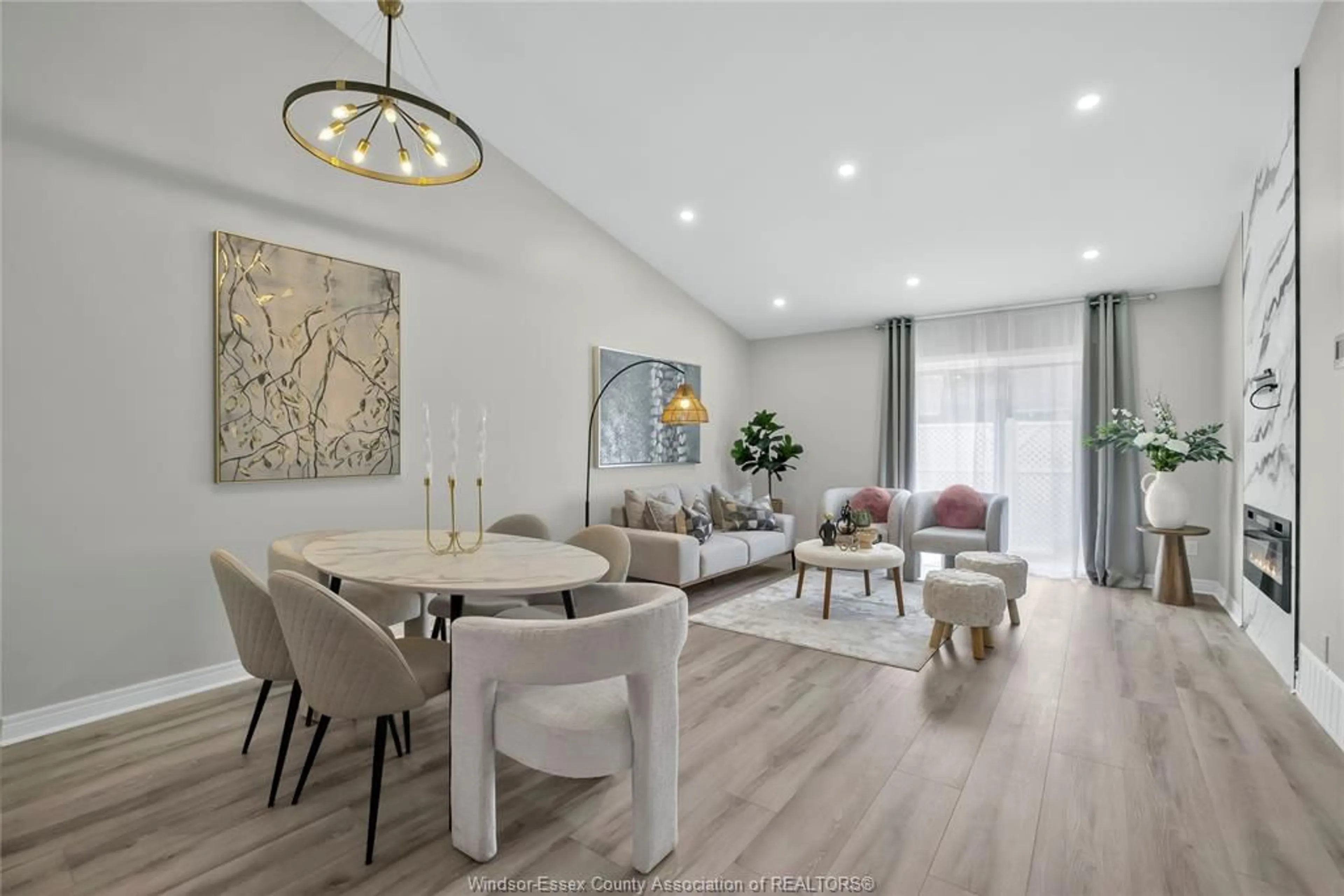 Living room with furniture, wood/laminate floor for 11421 CORMORANT, Windsor Ontario N8P 1L7