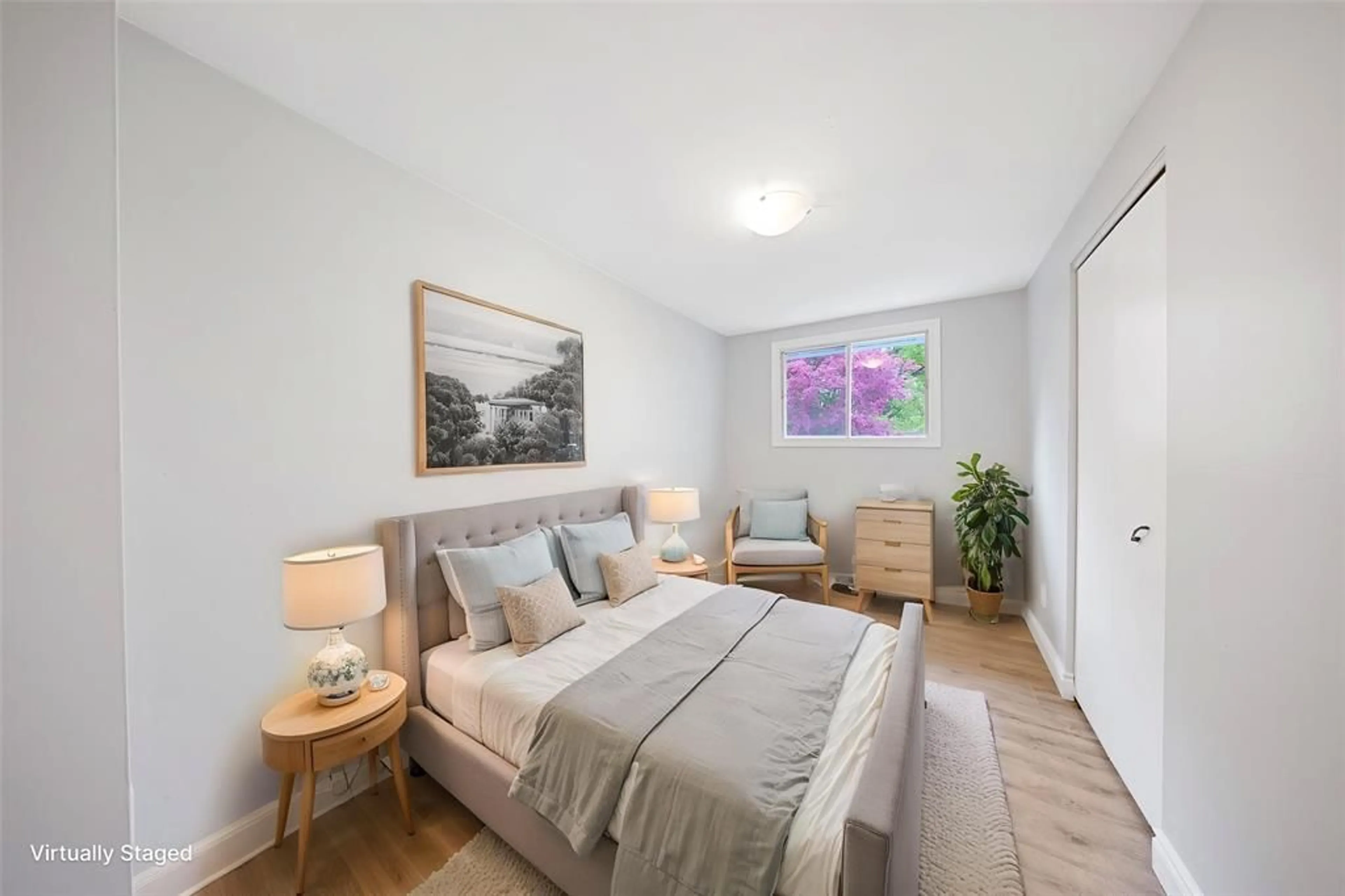 Bedroom with bed, wood/laminate floor for 183 BEDFORD Cres, Sarnia Ontario N7S 4B4
