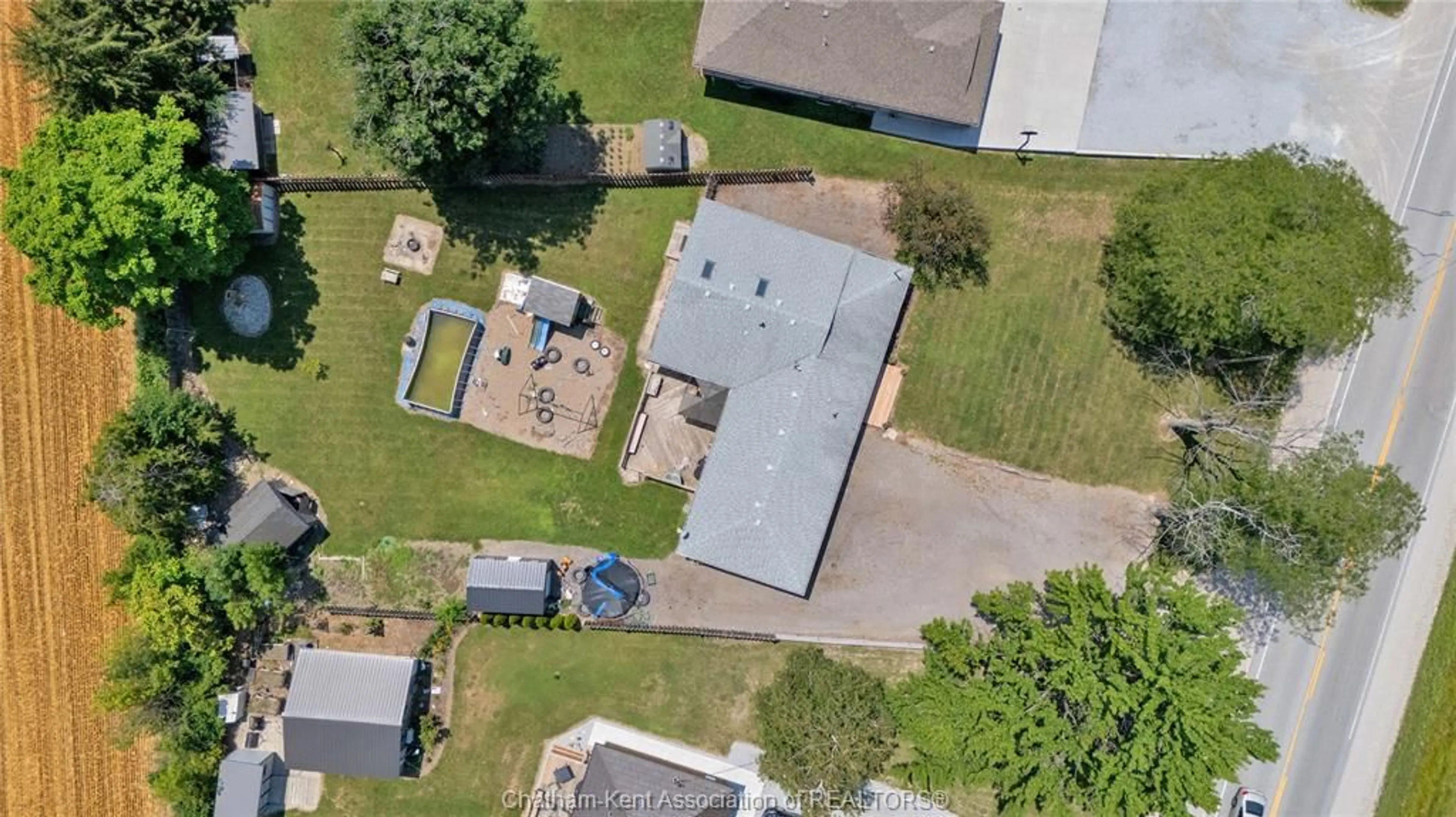 A pic from outside/outdoor area/front of a property/back of a property/a pic from drone, street for 5468 Queens Line, Tilbury Ontario N0P 2L0