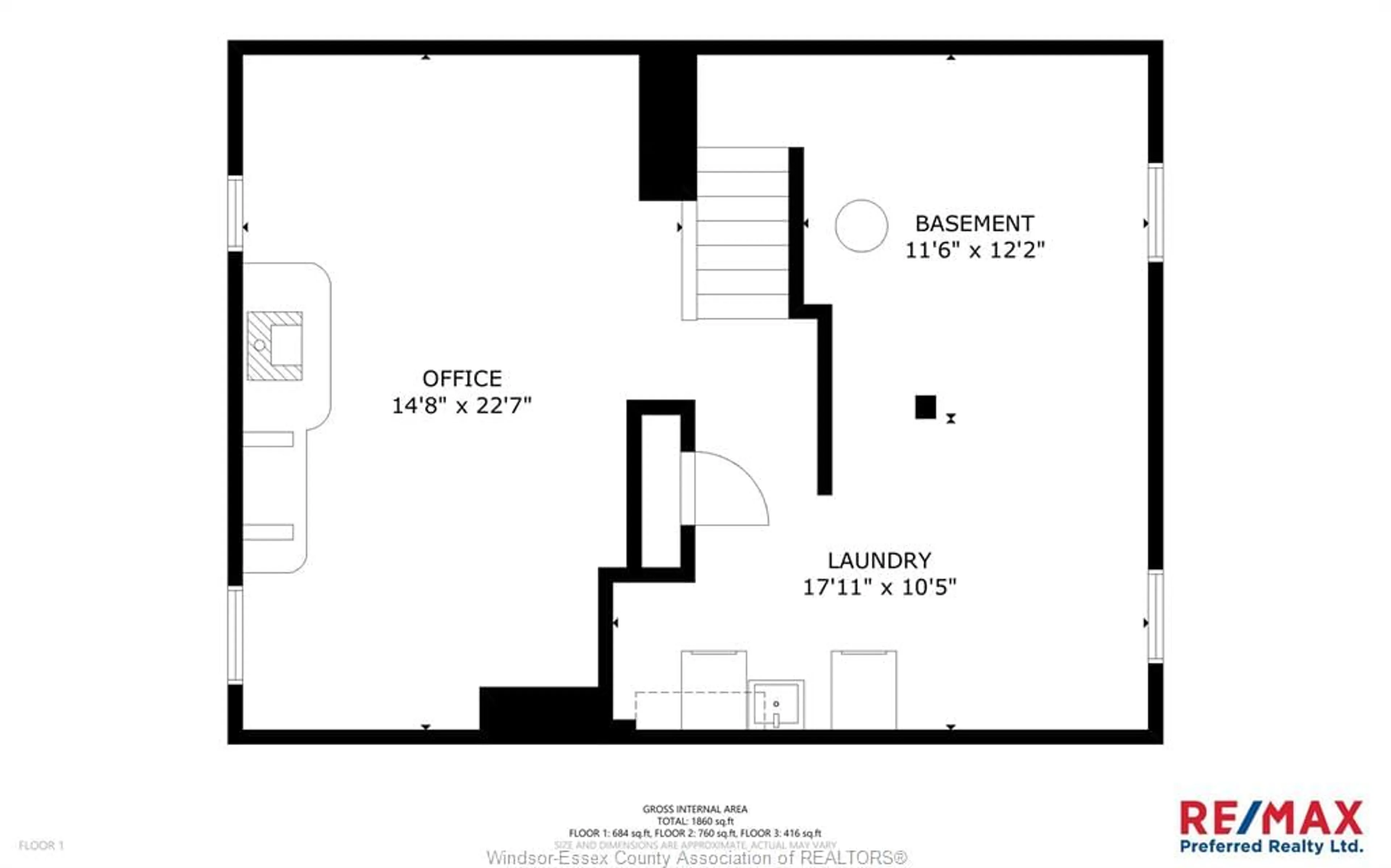 Floor plan for 1418 PILLETTE Rd, Windsor Ontario N8Y 3B9