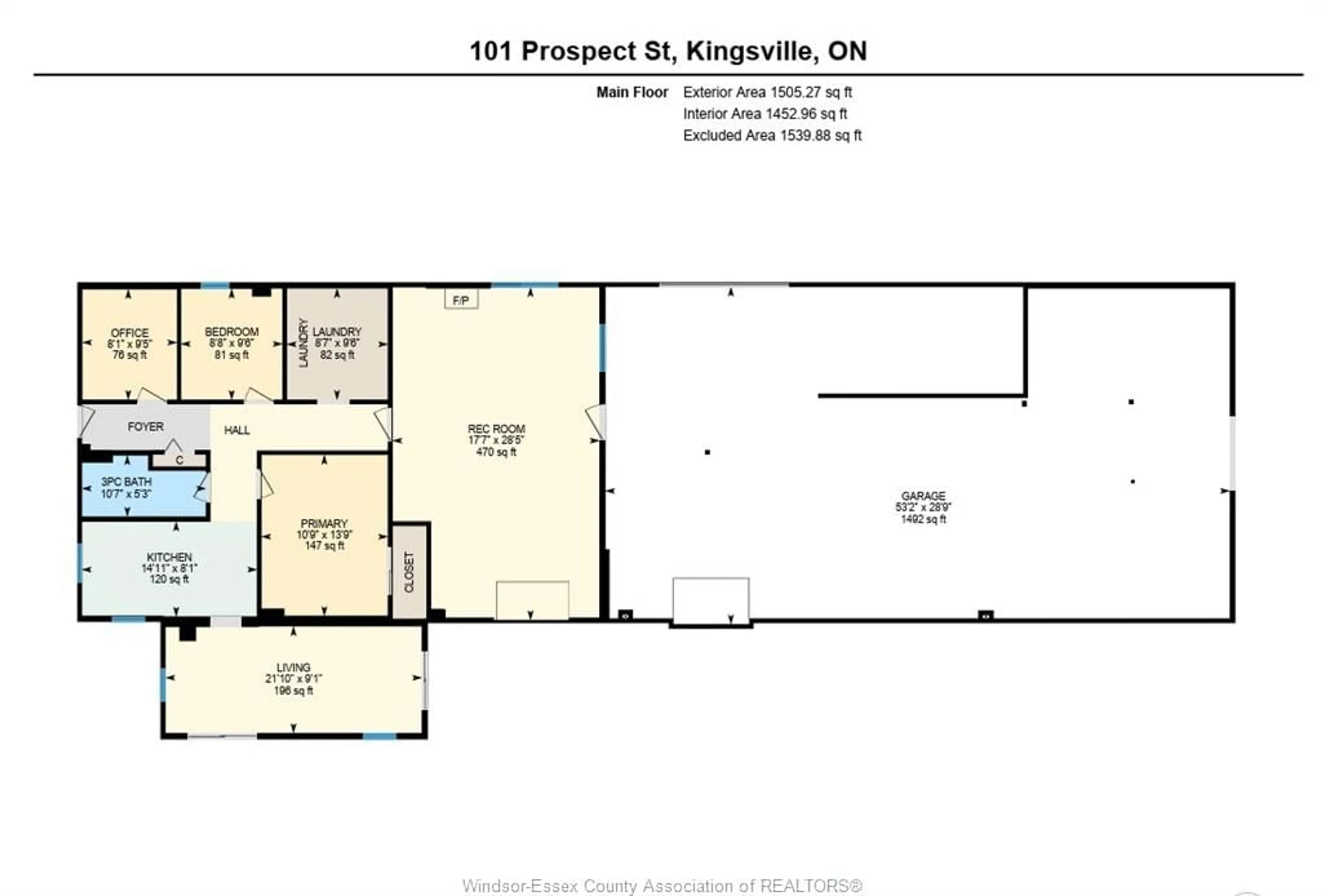 Floor plan for 101 PROSPECT St, Kingsville Ontario N9Y 1M8